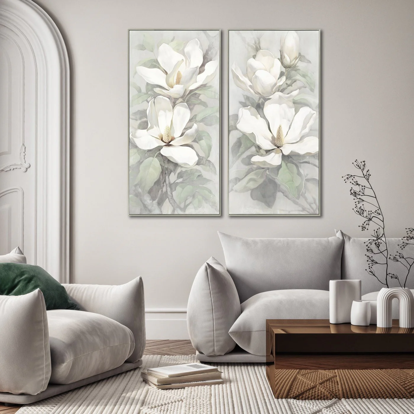 Calming Magnolia II Art - White/Grey - 48 X 24 - Image 2