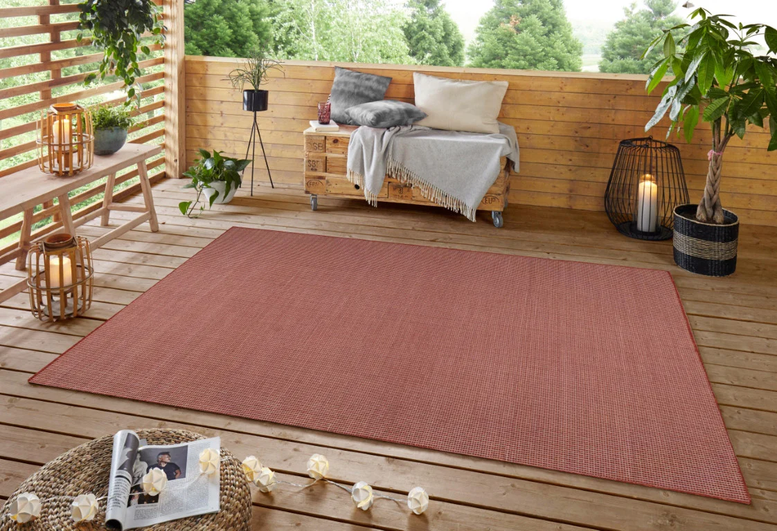 Calypso Crosshatch Outdoor Rug - 5' x 7' - Red - Image 2