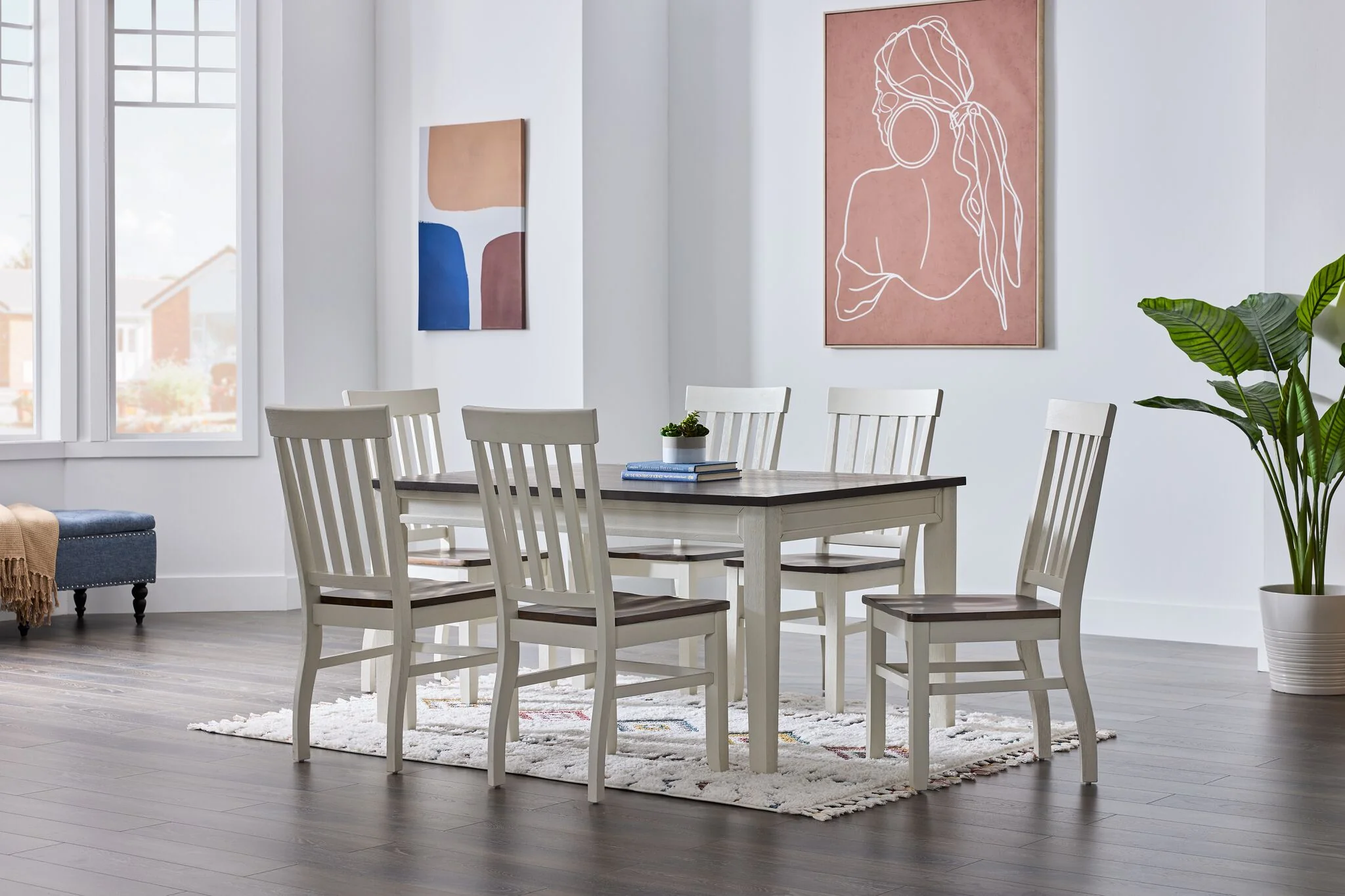 Caylie 7-Piece Dining Set - Ivory, Driftwood - Image 2