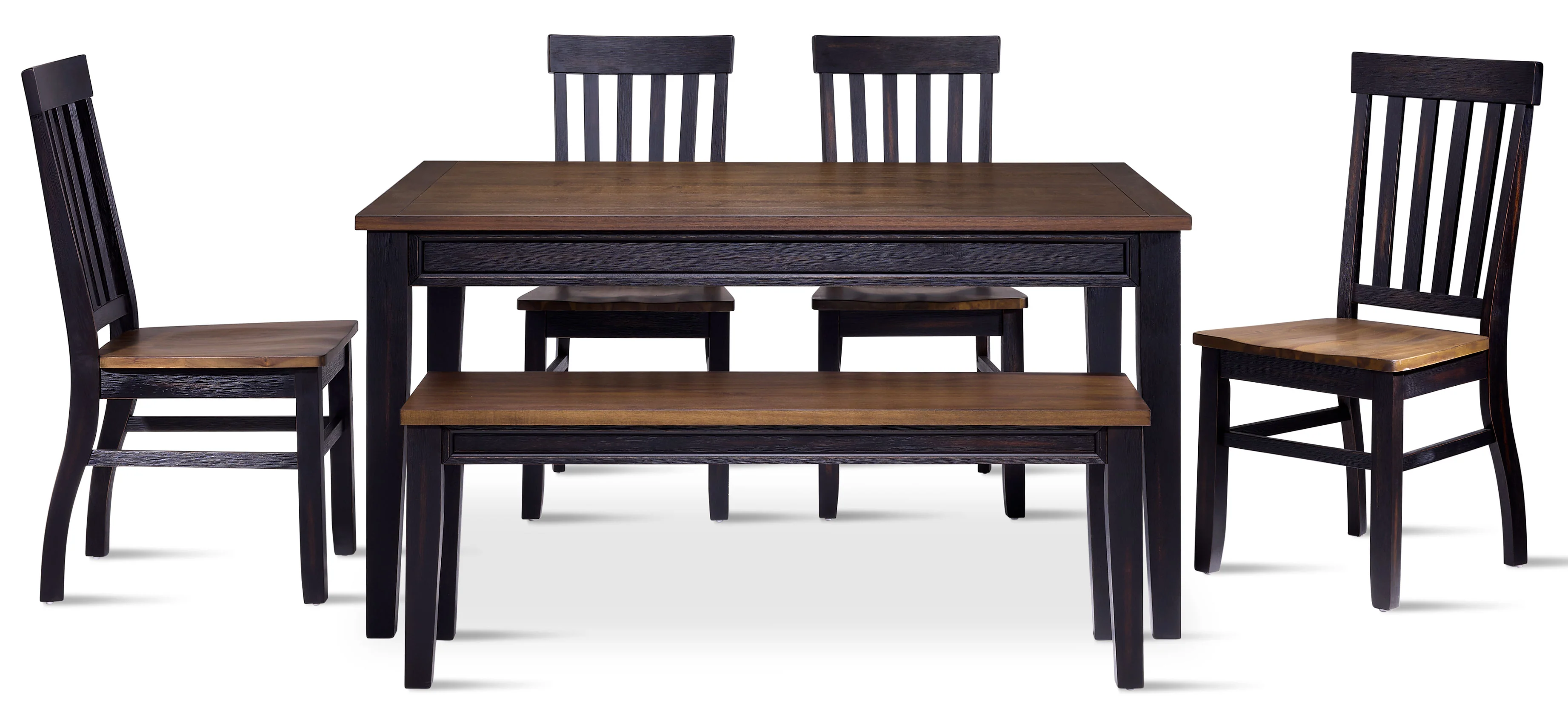 Caylie Noir 6-Piece Dining Set - Ebony, Driftwood - Image 2
