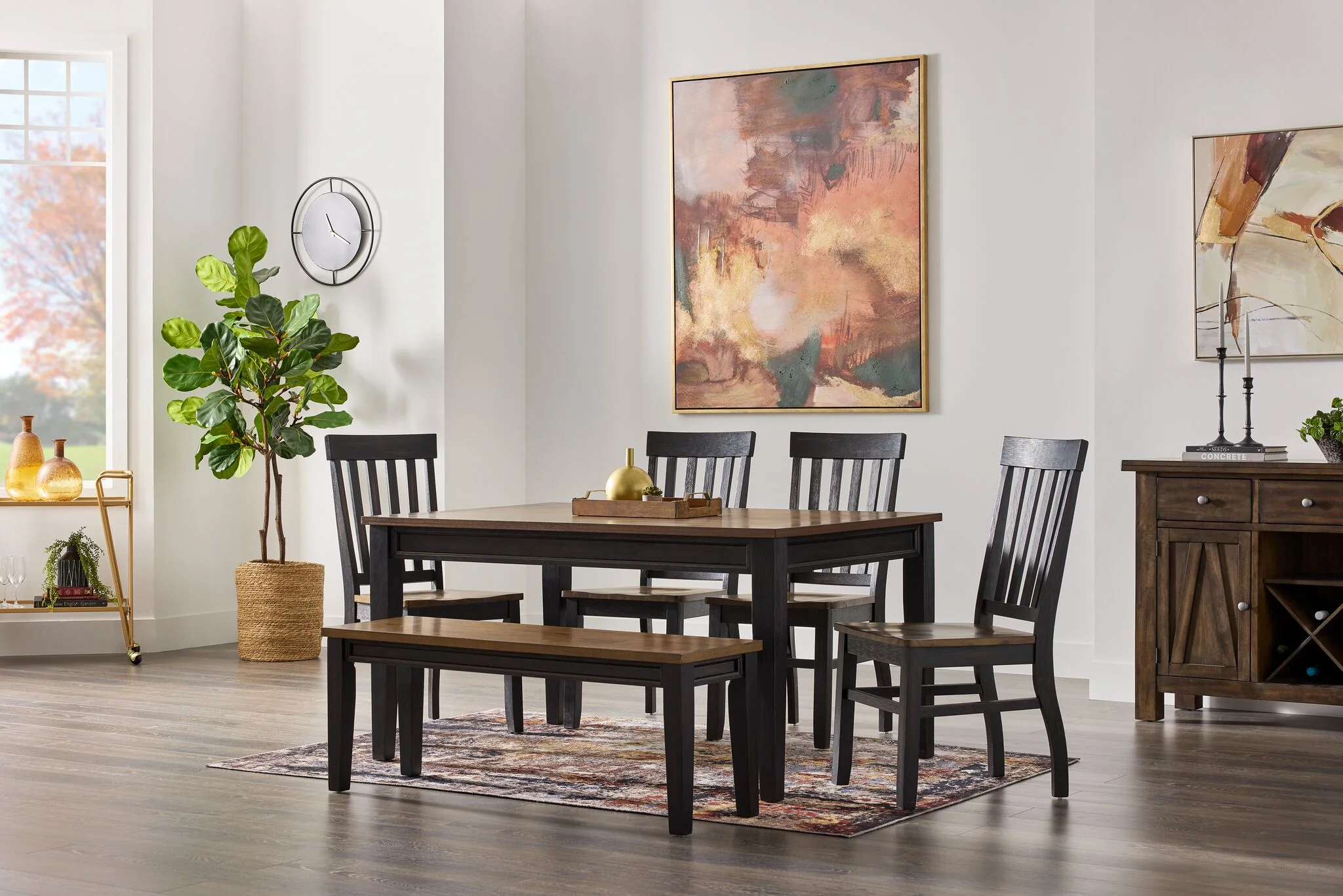 Caylie Noir 6-Piece Dining Set - Ebony, Driftwood - Image 4