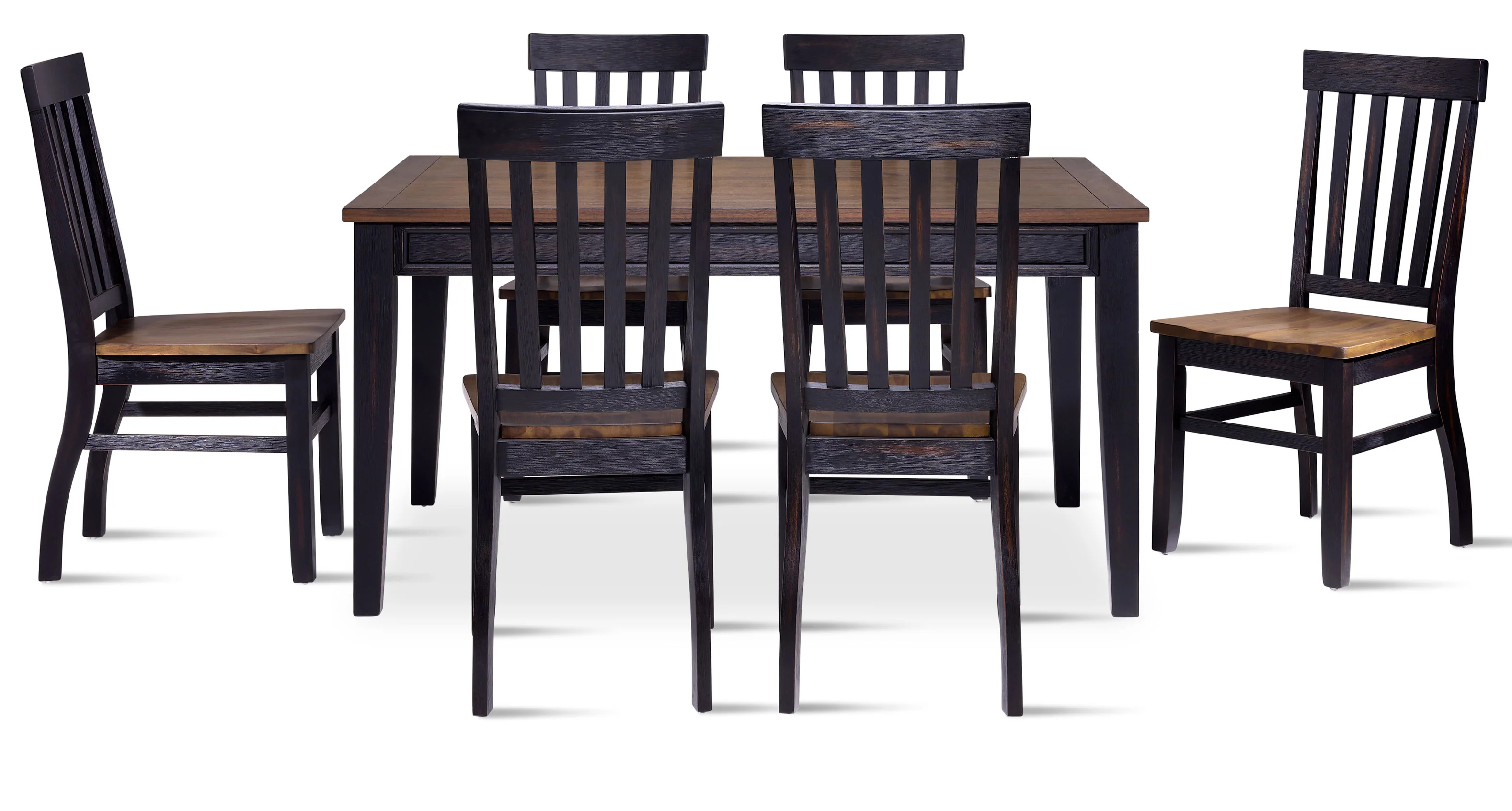 Caylie Noir 7-Piece Dining Set - Ebony, Driftwood - Image 2