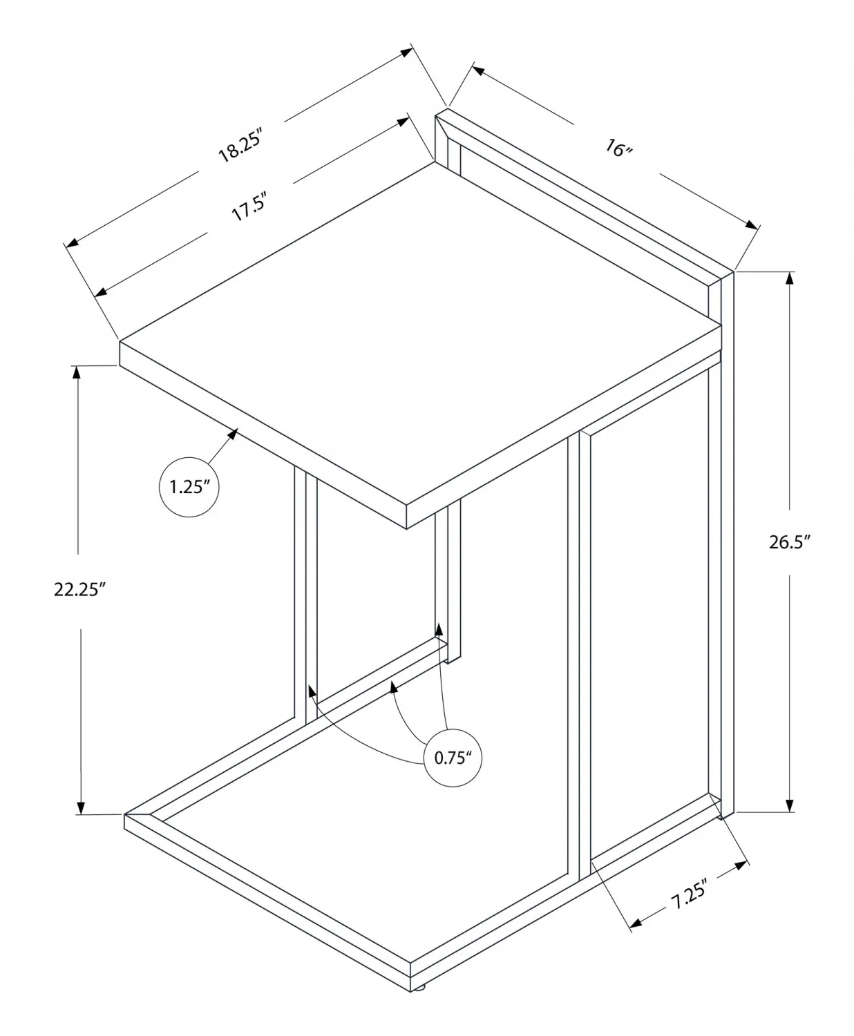 Cedar Side Table - Grey - Image 3