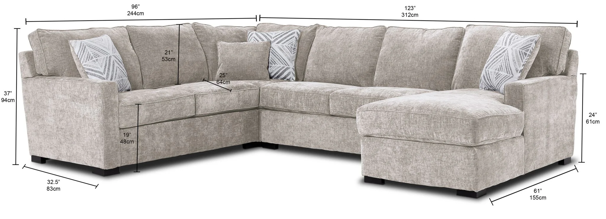 Charlotte 4-Piece Sectional with Right-Facing Chaise - Sand - Image 3