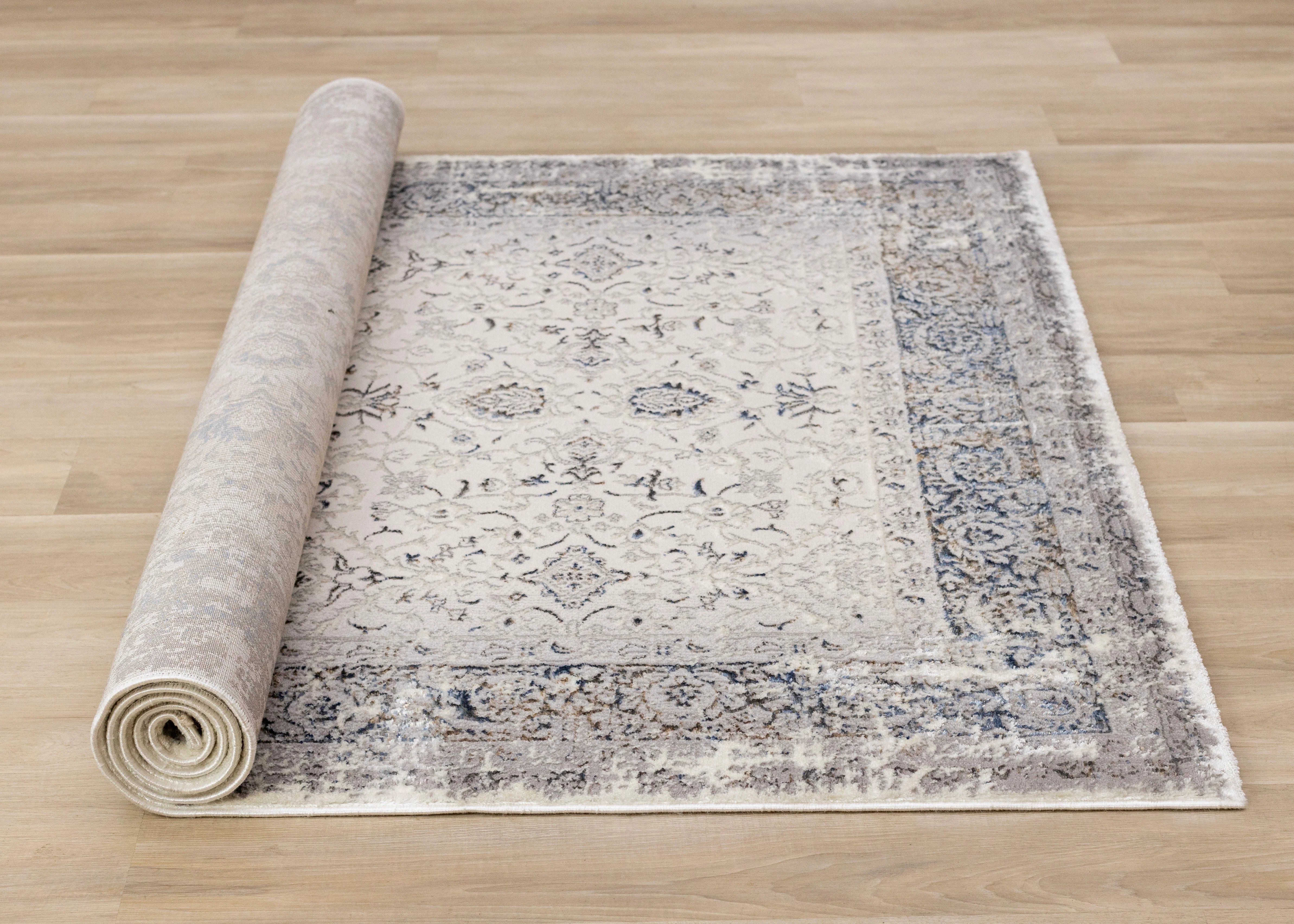 Chateau Charm 6'7" x 9'6" Elegant Classic Area Rug - Grey, Beige - Image 8