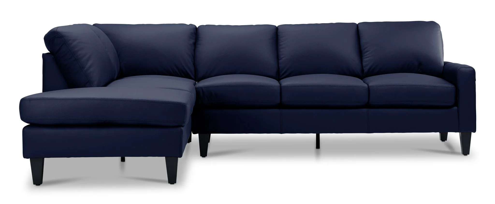 Chito Leather 2-Piece Sectional with Left Facing Chaise - Navy - Image 2