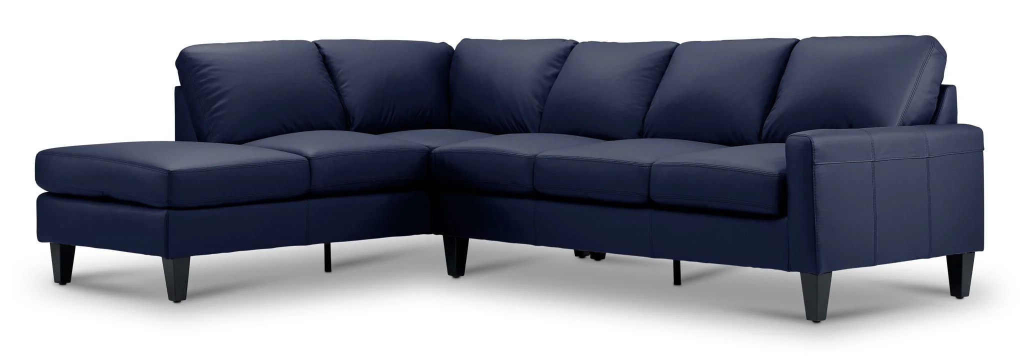 Chito Leather 2-Piece Sectional with Left Facing Chaise - Navy - Image 4