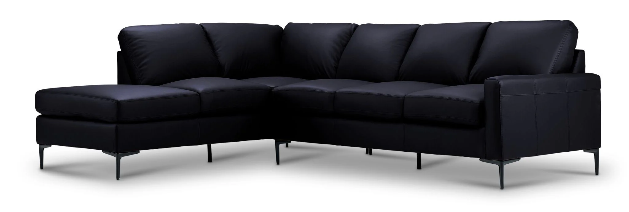 Chito Leather 2-Piece Sectional with Left Facing Chaise - Raven - Image 4