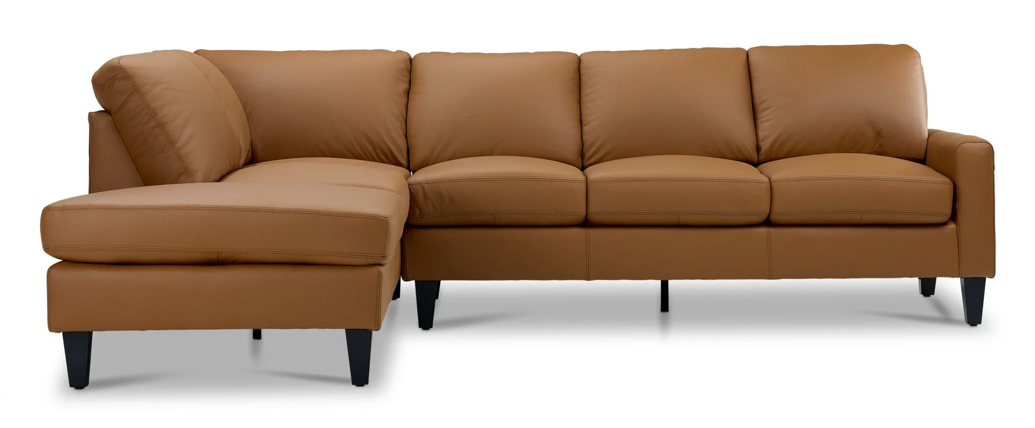 Chito Leather 2-Piece Sectional with Left Facing Chaise - Saddle - Image 2