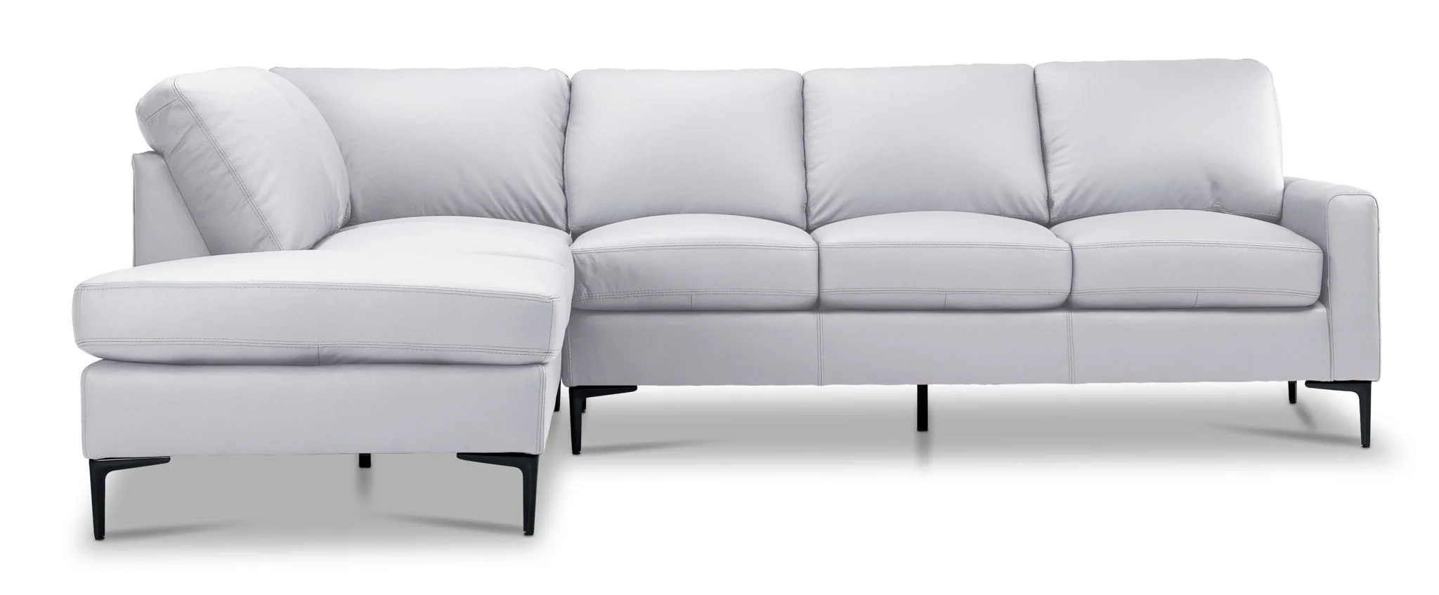 Chito Leather 2-Piece Sectional with Left Facing Chaise - Silver Grey - Image 5