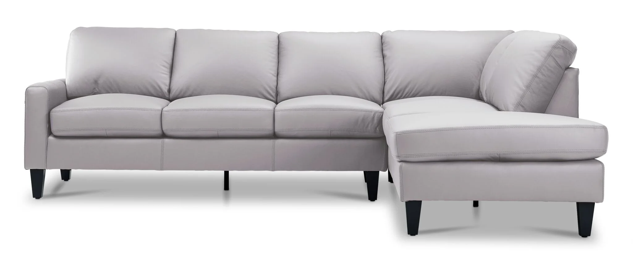 Chito Leather 2-Piece Sectional with Right Facing Chaise - Cloud Grey - Image 2