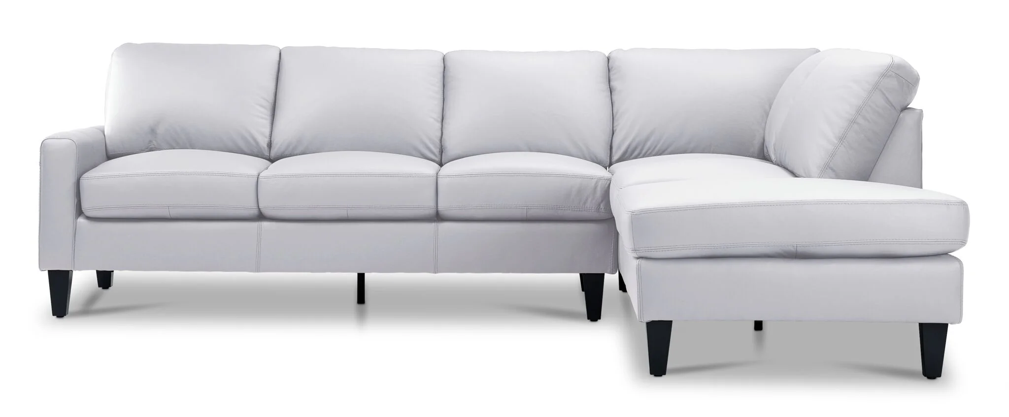 Chito Leather 2-Piece Sectional with Right Facing Chaise - Silver Grey - Image 2