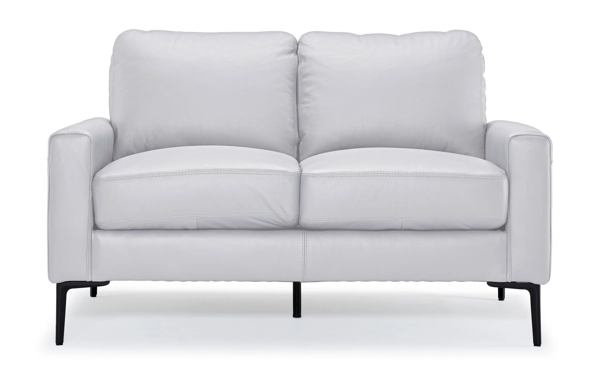 Chito Leather Loveseat - Silver Grey - Image 2