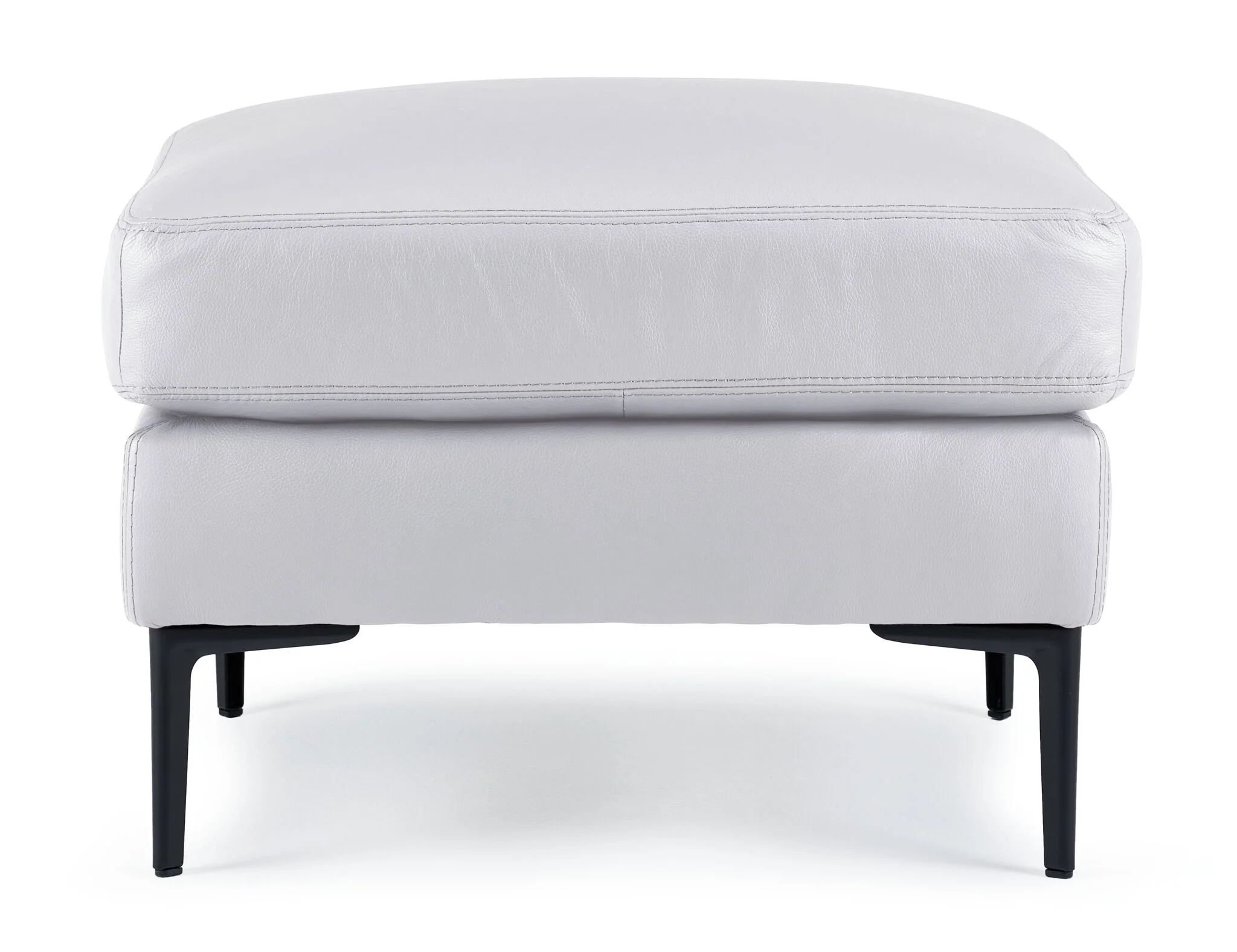 Chito Leather Ottoman - Silver Grey - Image 2