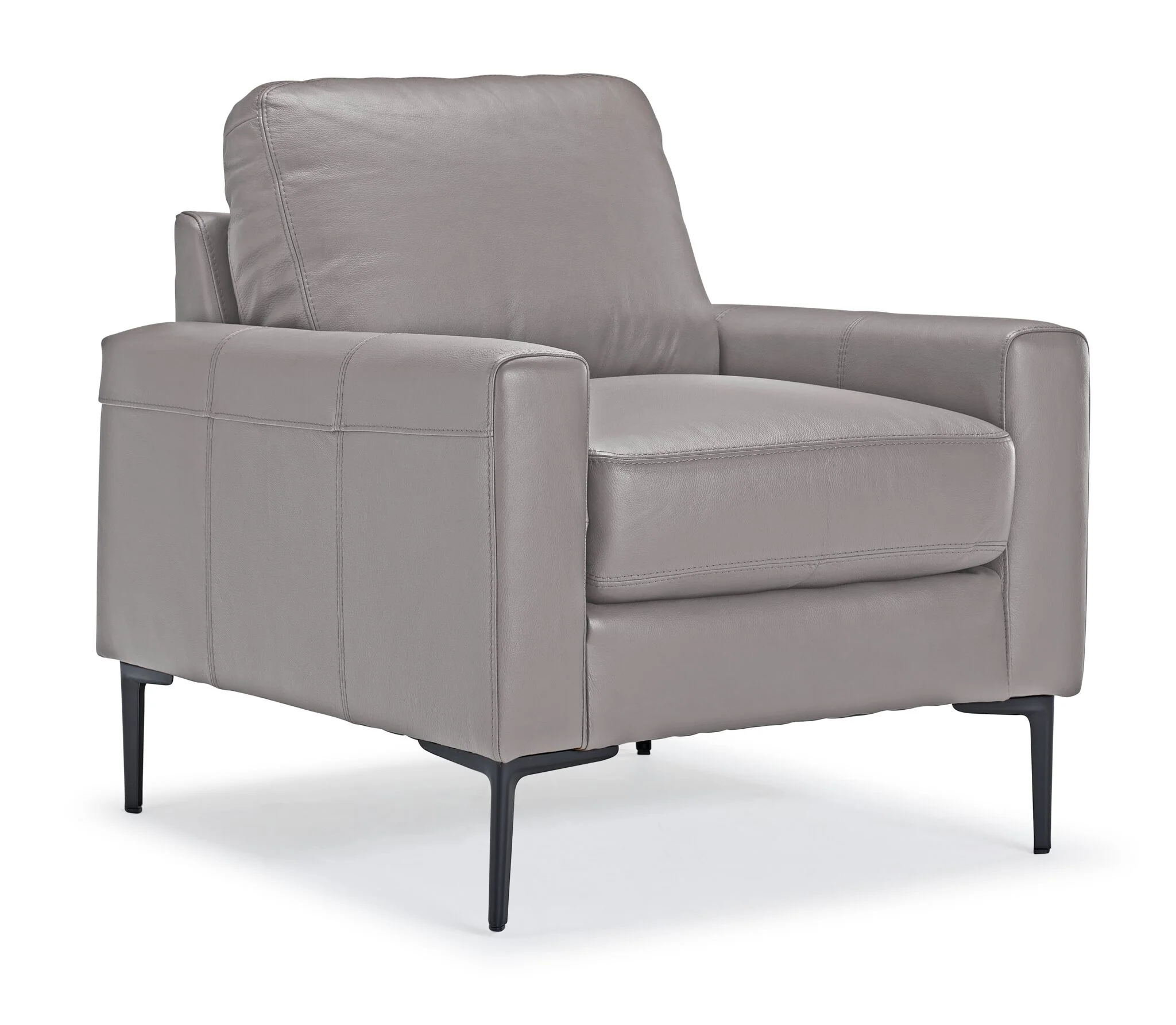 Chito Leather Sofa and Chair Set - Cloud Grey - Image 3