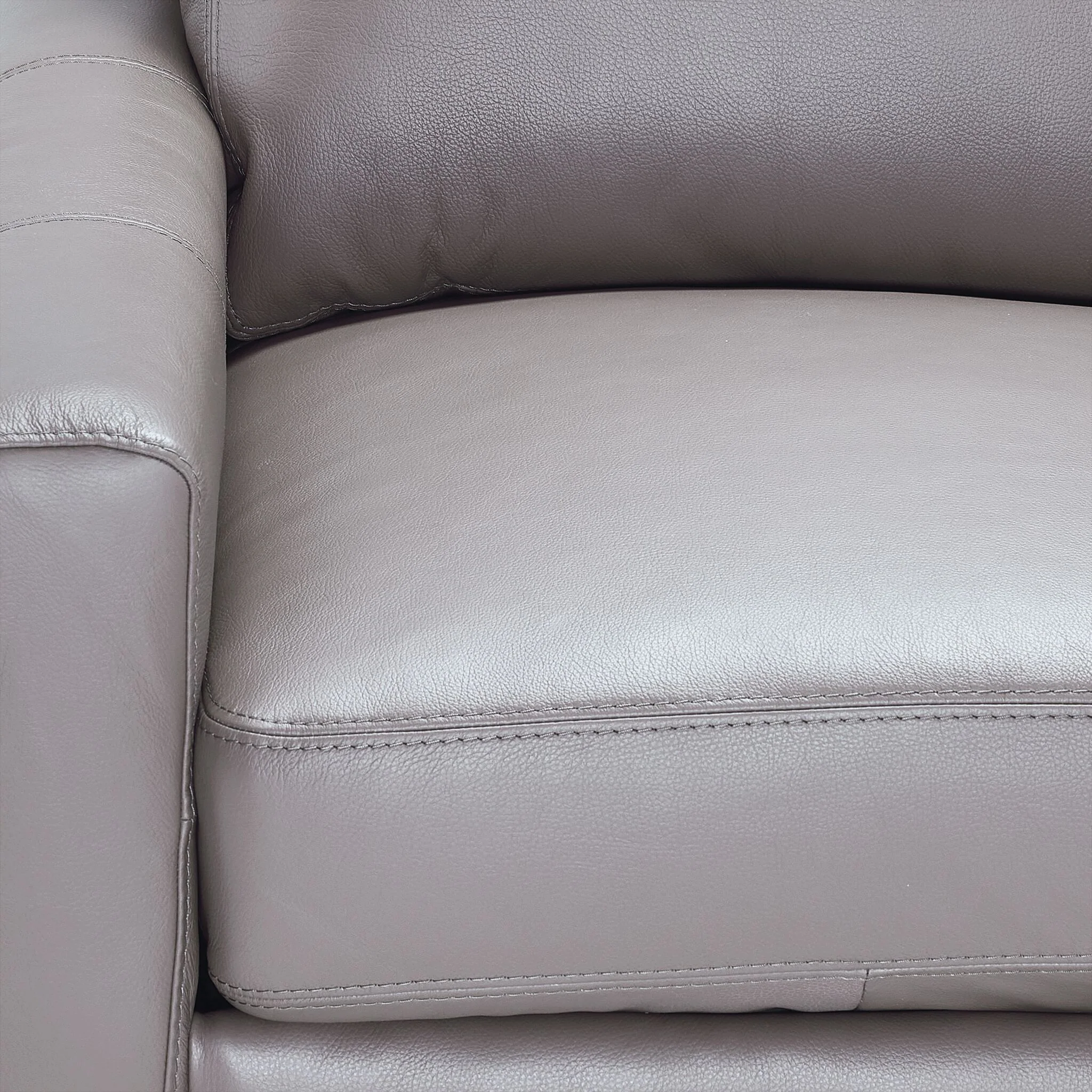 Chito Leather Sofa and Chair Set - Cloud Grey - Image 4