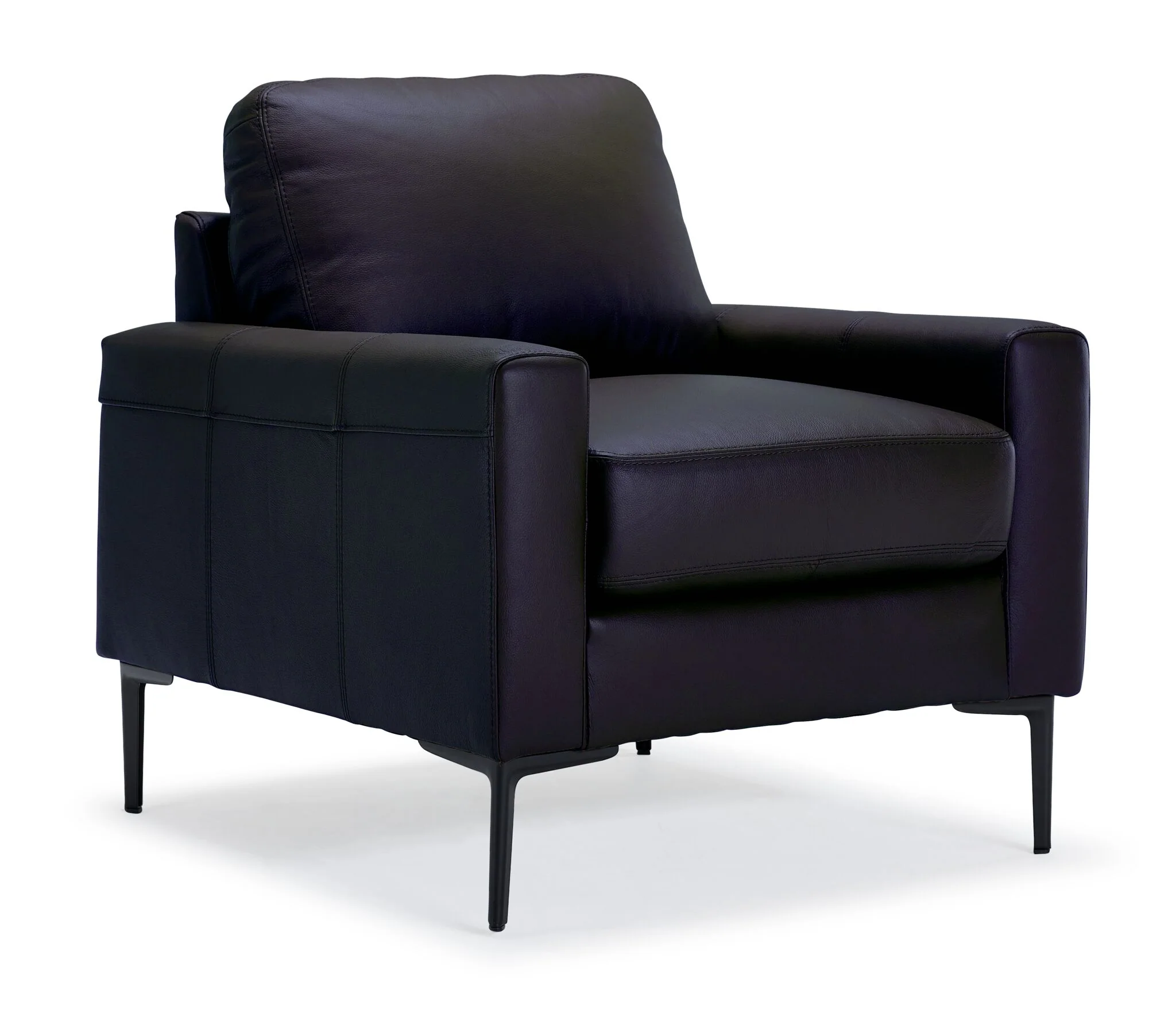 Chito Leather Sofa and Chair Set - Raven - Image 3