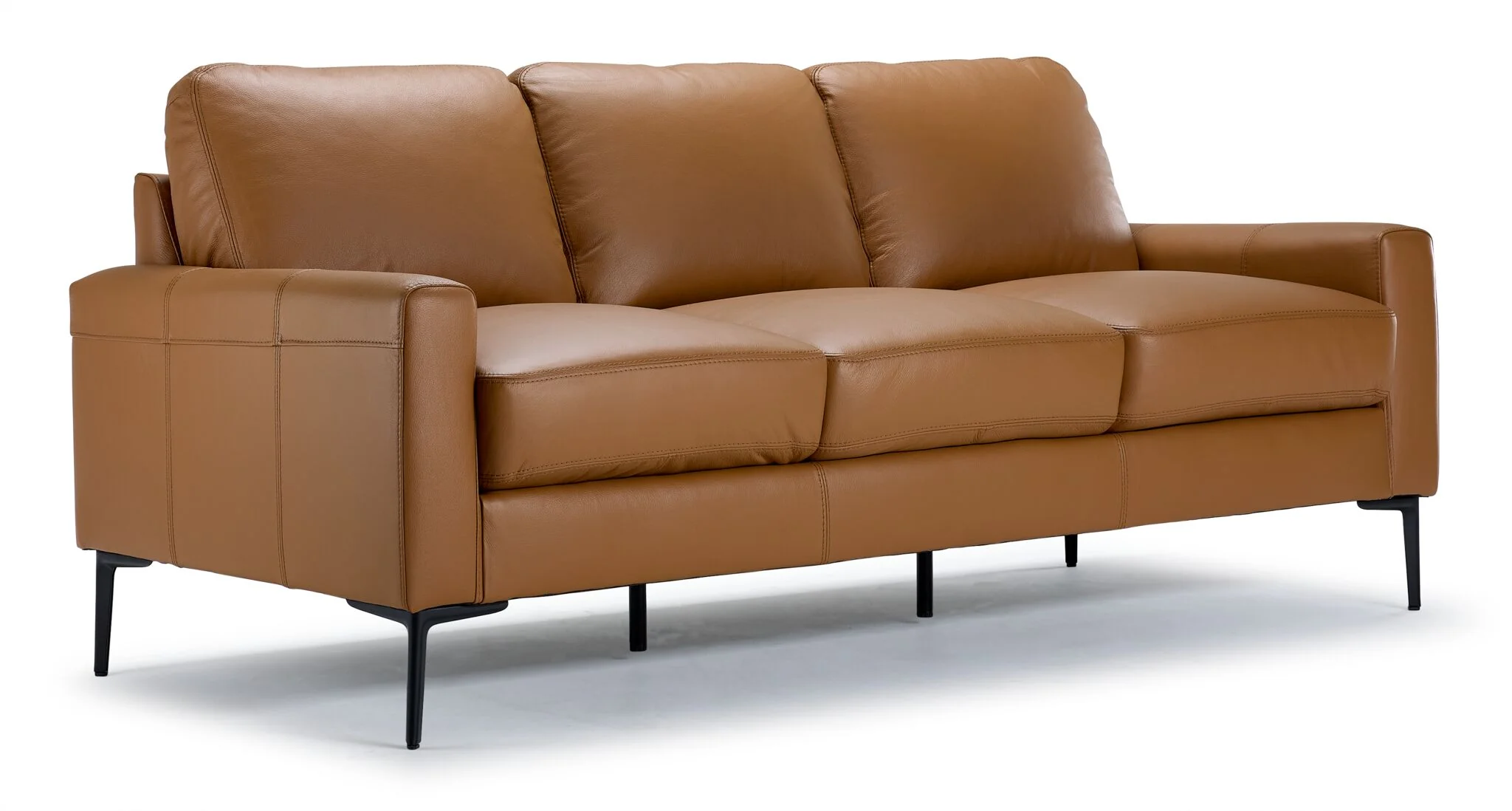 Chito Leather Sofa and Chair Set - Saddle - Image 2