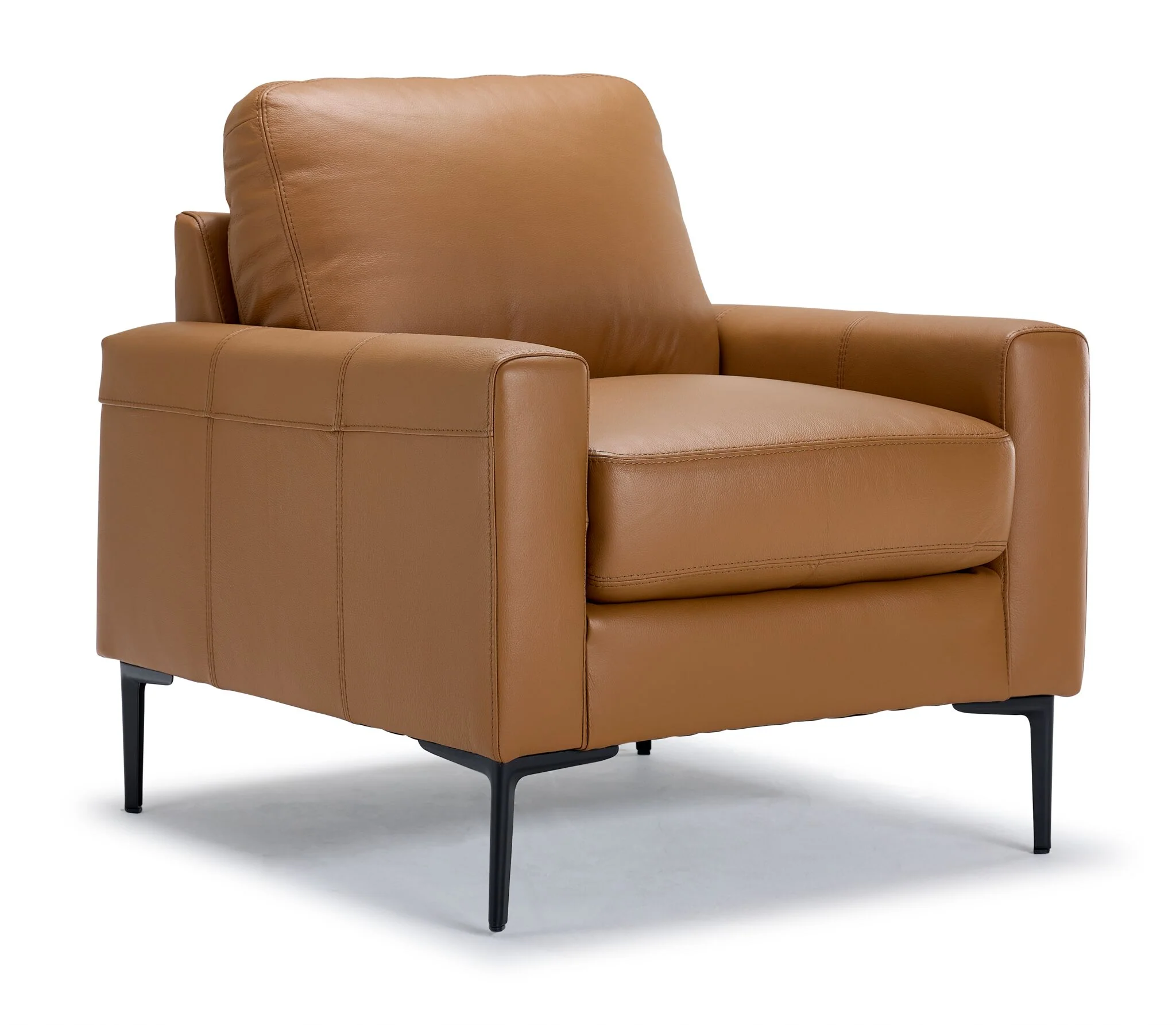 Chito Leather Sofa and Chair Set - Saddle - Image 3