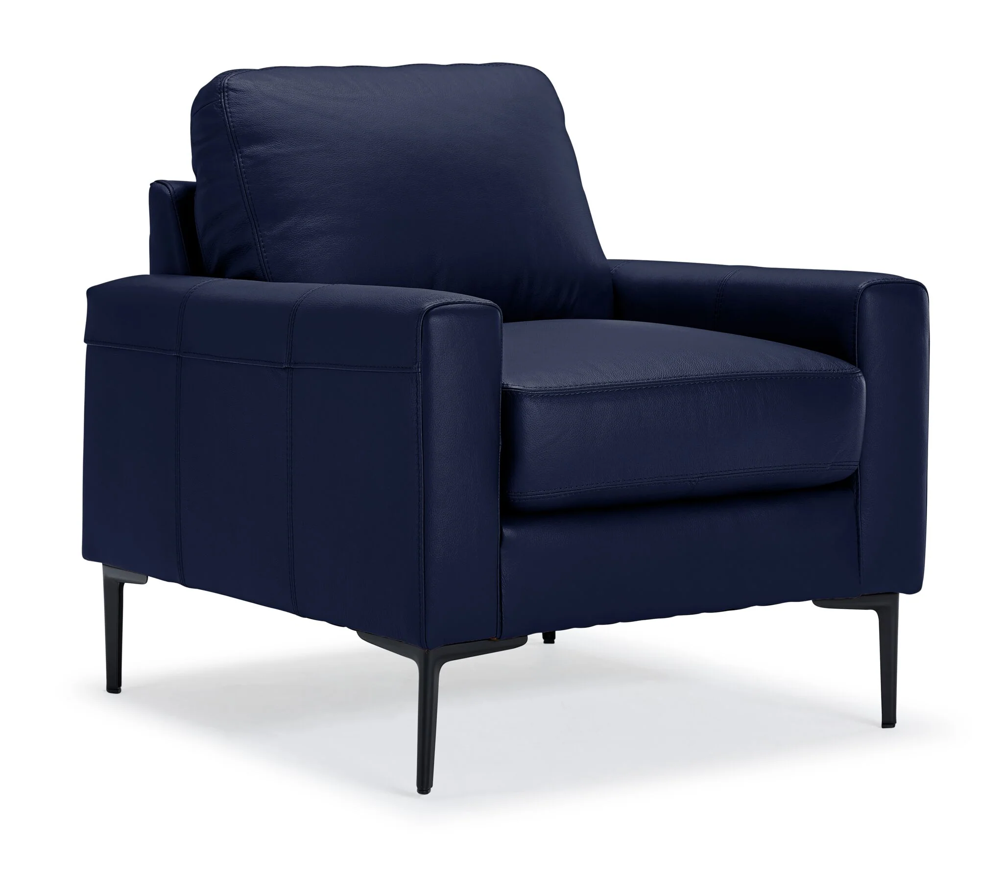 Chito Leather Sofa, Loveseat and Chair Set - Navy - Image 4