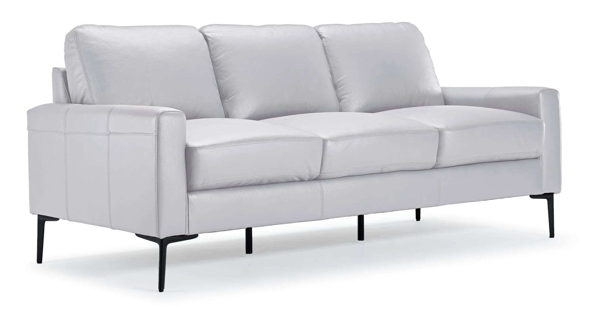 Chito Leather Sofa, Loveseat and Chair Set - Silver Grey - Image 2