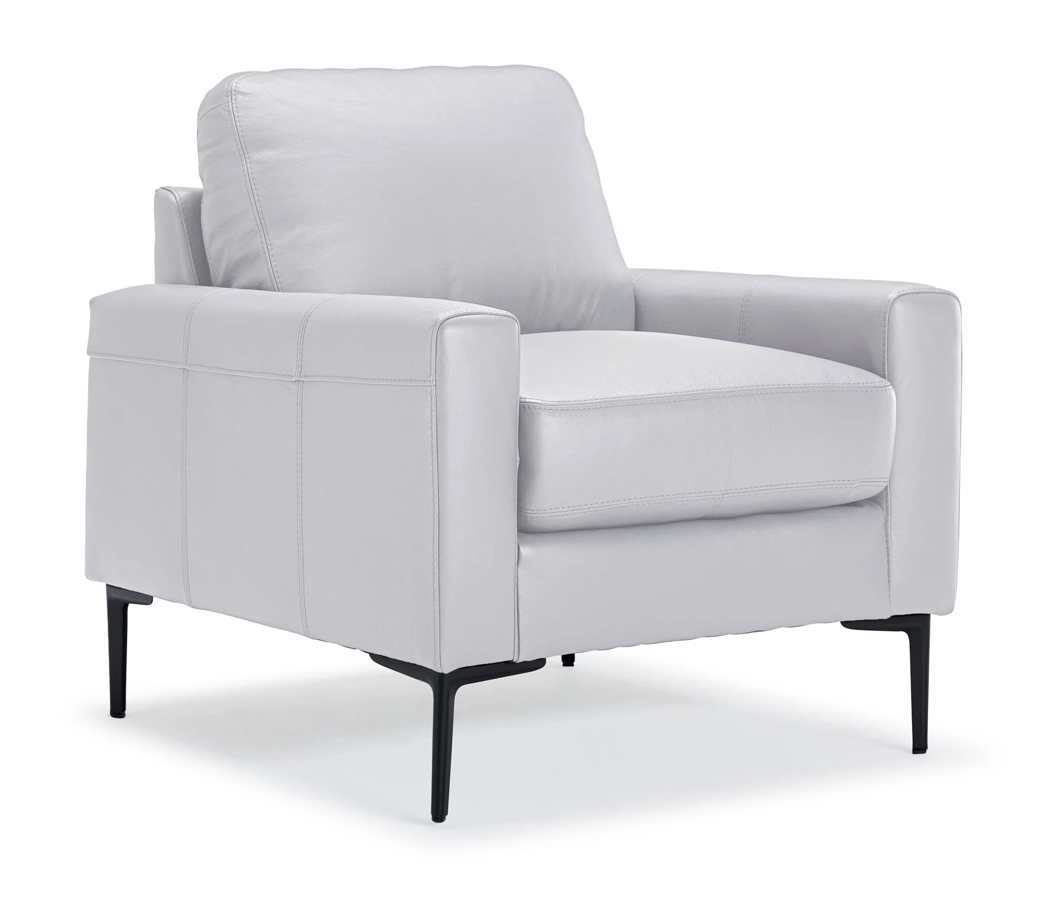 Chito Leather Sofa, Loveseat and Chair Set - Silver Grey - Image 4