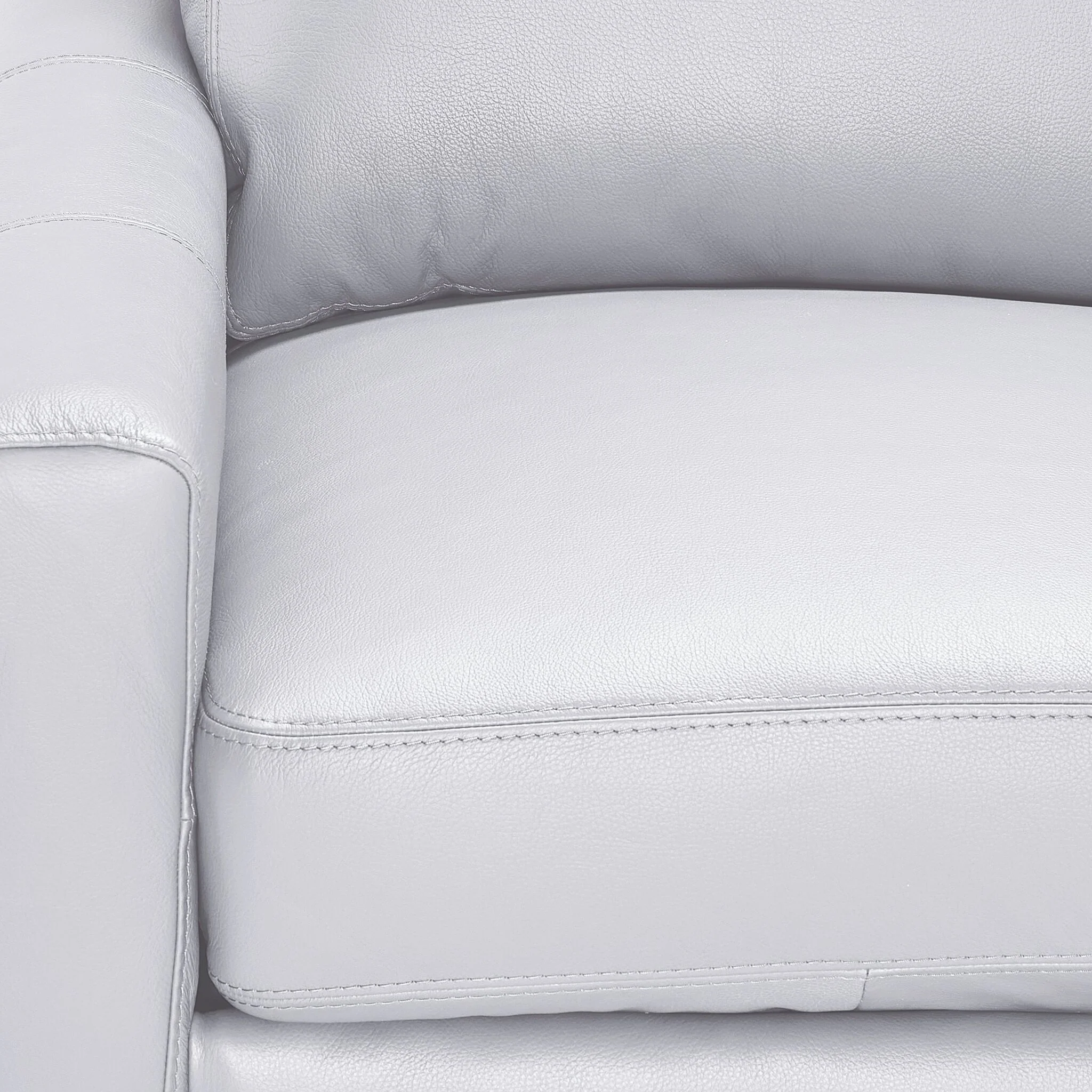 Chito Leather Sofa - Silver Grey - Image 3