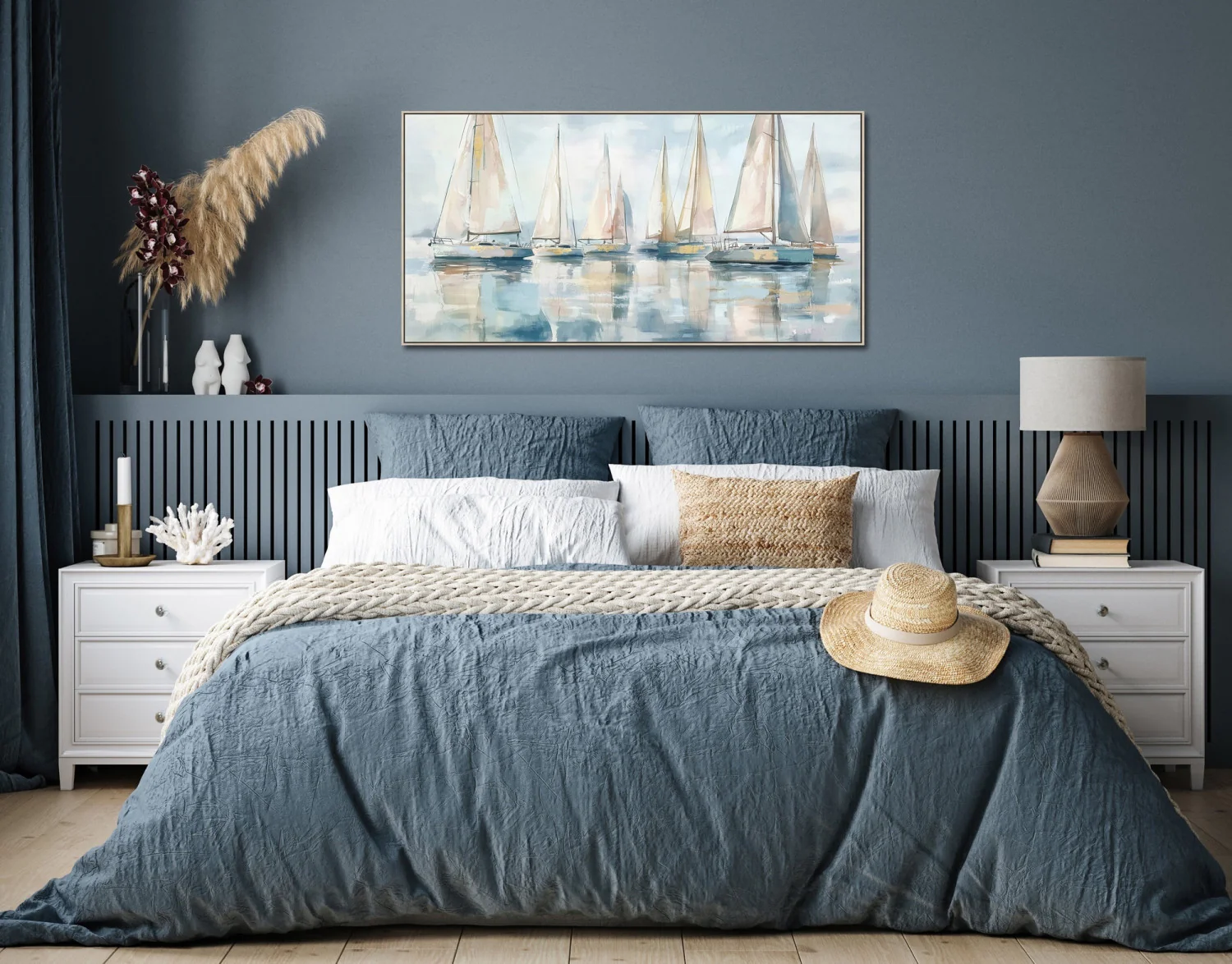 Coastal Regatta Wall Art - Blue/White - 28 X 56 - Image 2