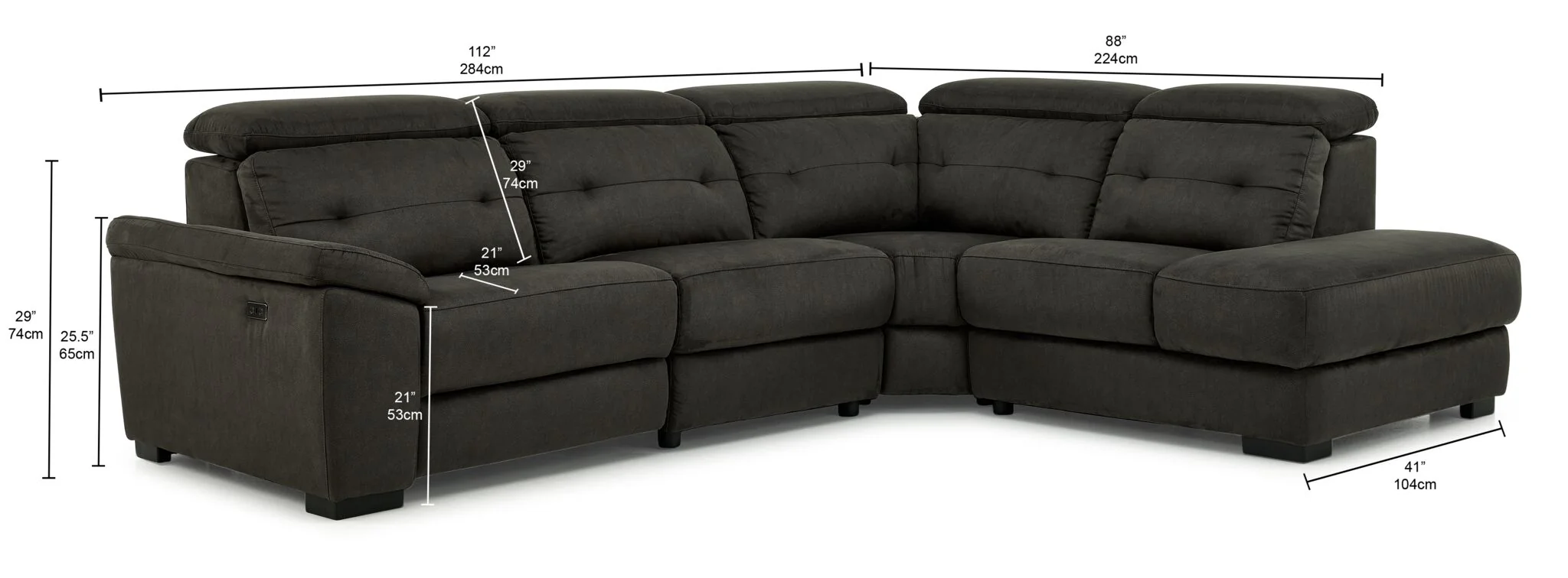 Colorado 4-Piece Power Reclining Sectional with Right-Facing Chaise - Graphite - Image 3