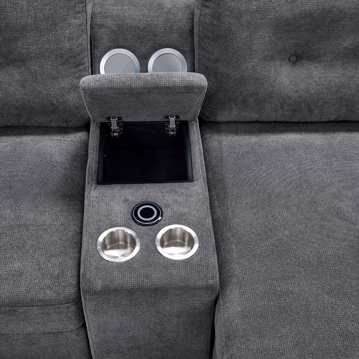 Feeling Connected - Connex 3-Piece Modular Chair with Storage Console - Light Grey - Image 10