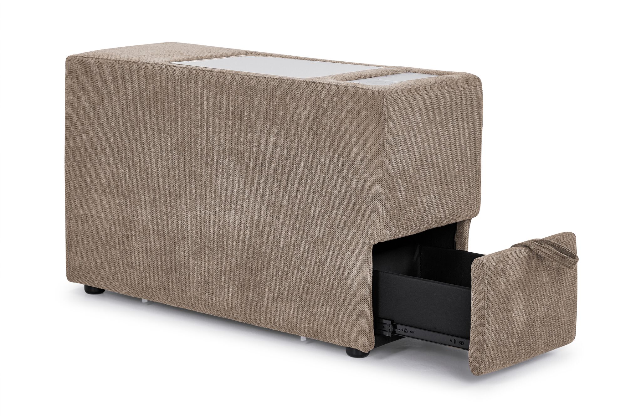 Feeling Connected - Connex 3-Piece Modular Sectional with Chaise and Drawer Console -Beige - Image 7