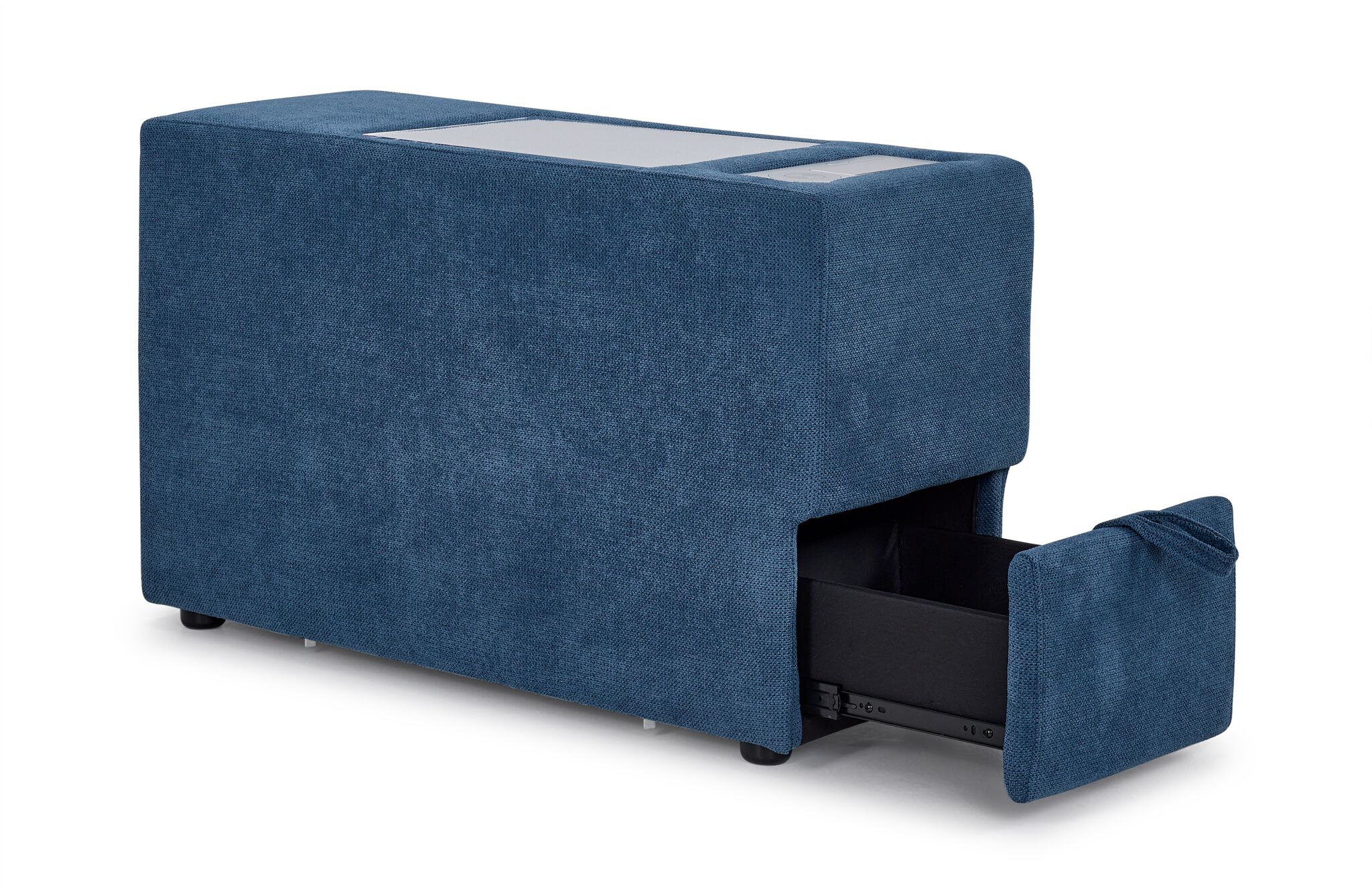 Feeling Connected - Connex 3-Piece Modular Sectional with Chaise and Drawer Console - Blue - Image 5