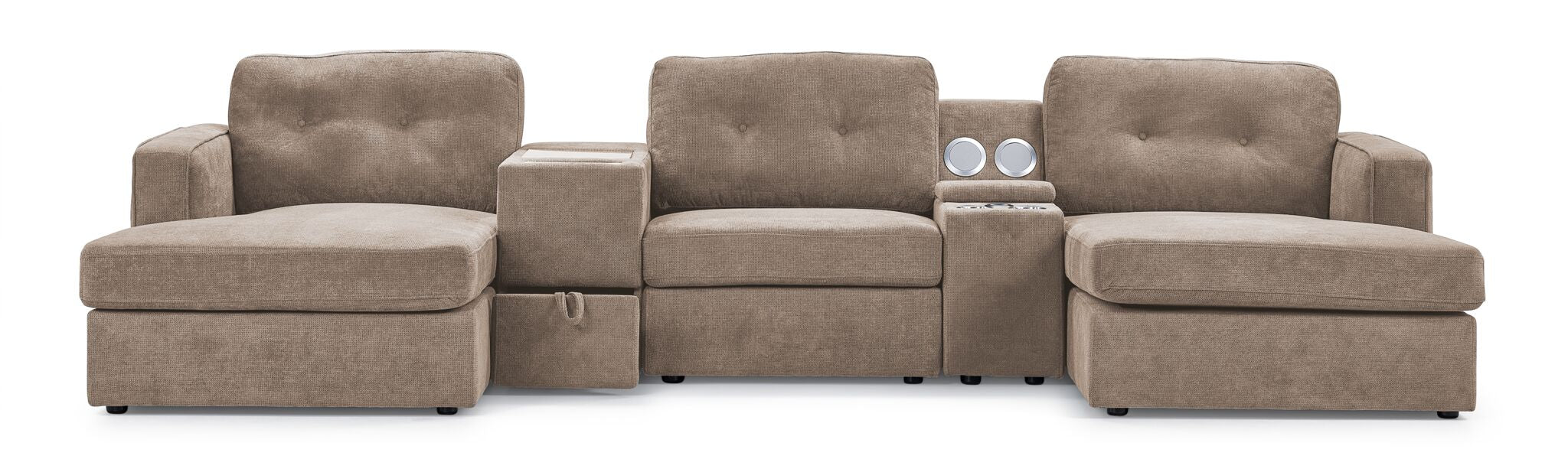 Feeling Connected - Connex 5-Piece Modular Sectional with Consoles - Beige - Image 2
