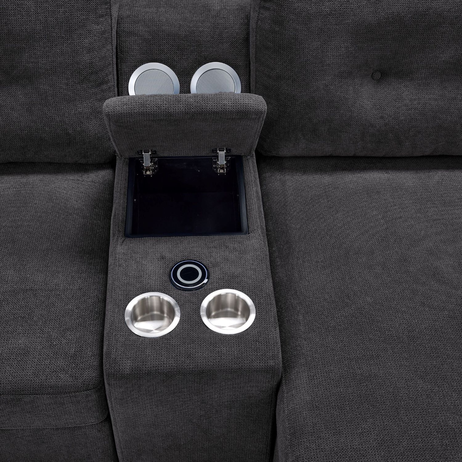 Feeling Connected - Connex 5-Piece Modular Sectional with Consoles - Dark Grey - Image 11