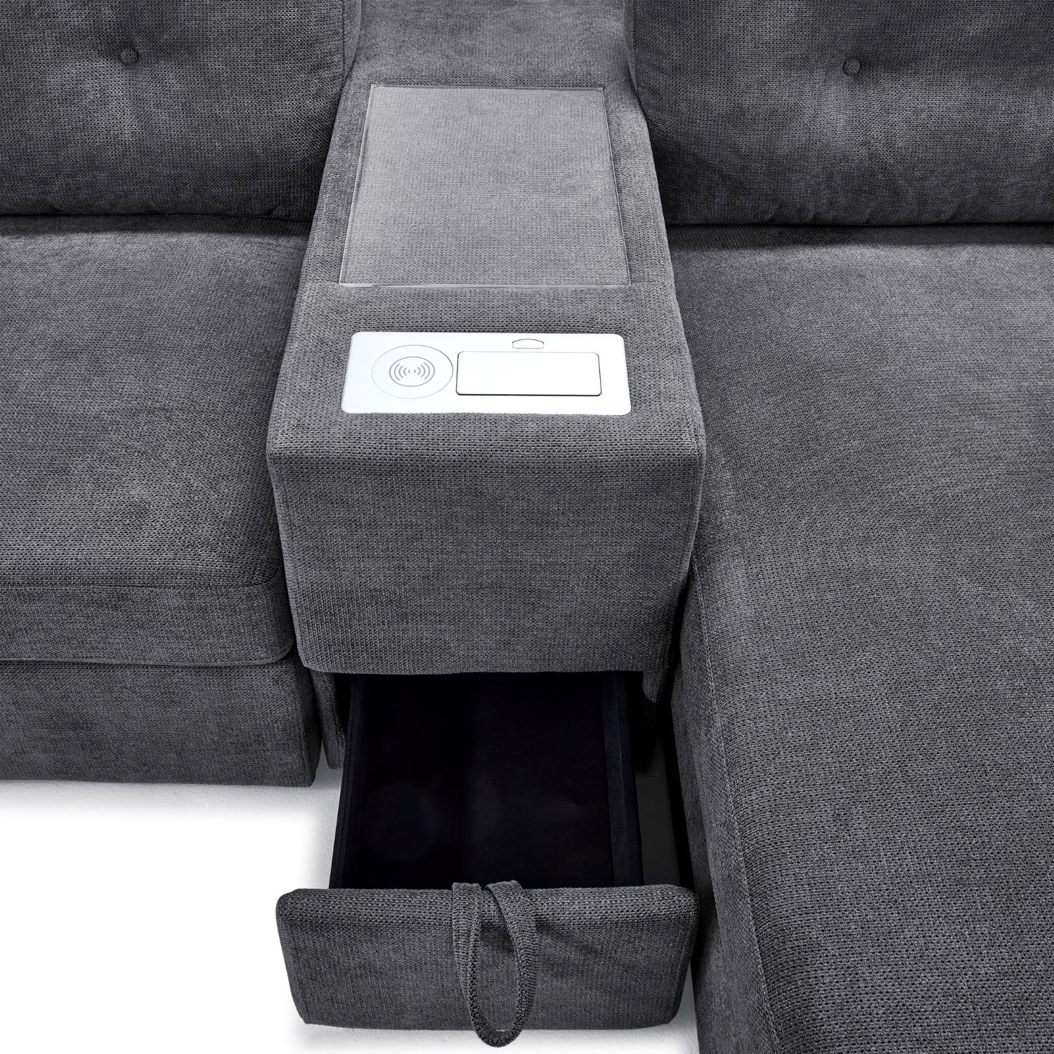 Feeling Connected - Connex 5-Piece Modular Sectional with Consoles - Light Grey - Image 18