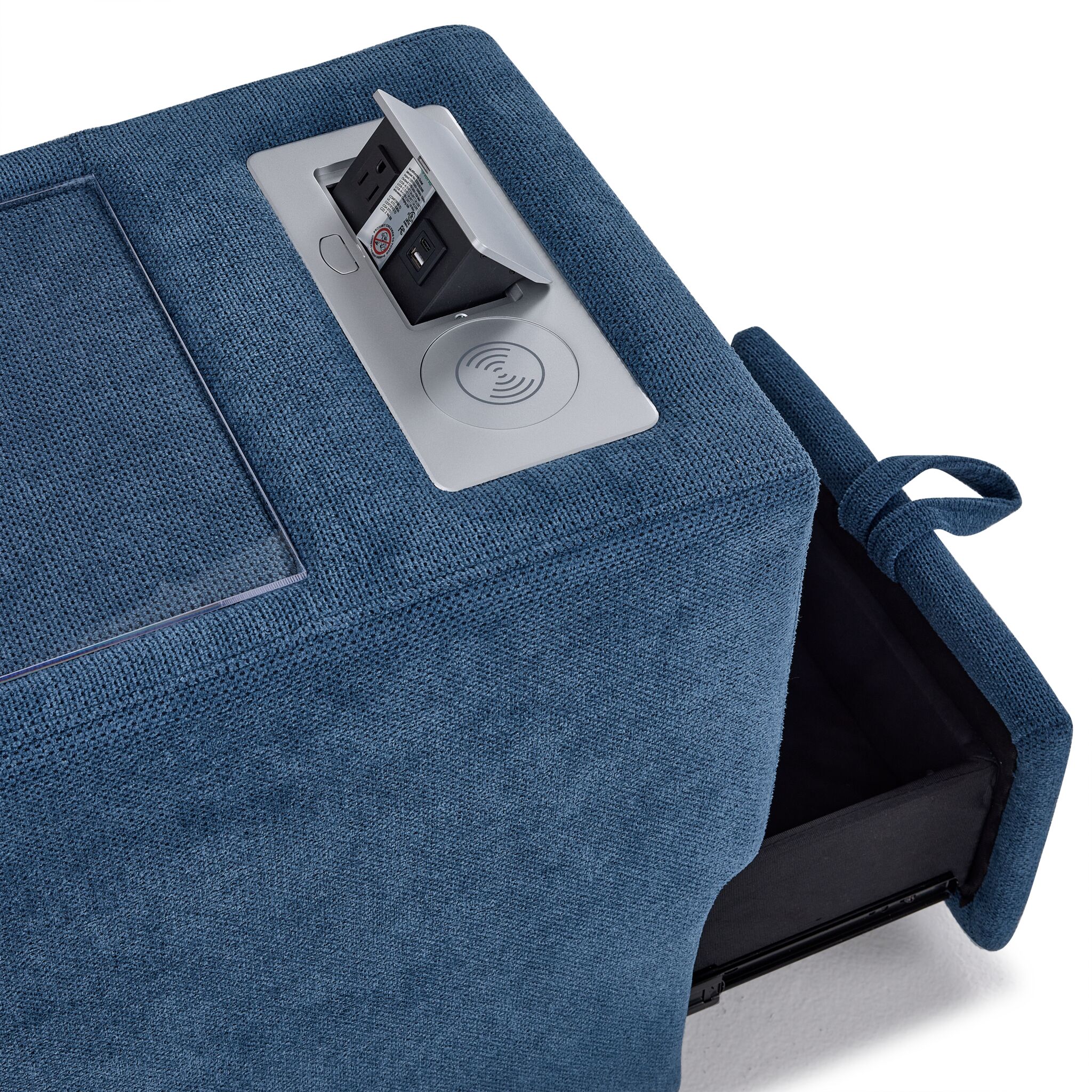 Feeling Connected - Connex 6-Piece Modular Sectional with Drawer Console - Blue - Image 11