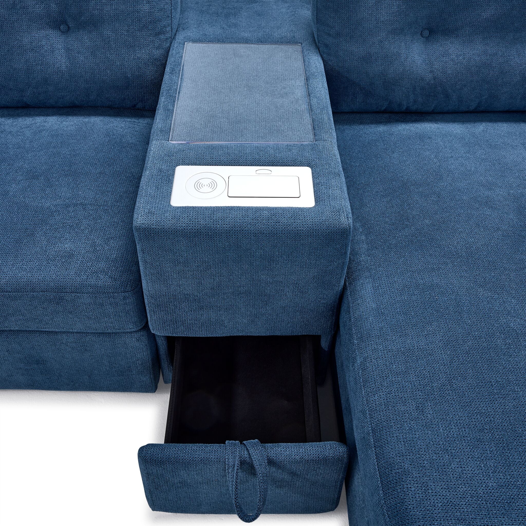 Feeling Connected - Connex 6-Piece Modular Sectional with Drawer Console - Blue - Image 8