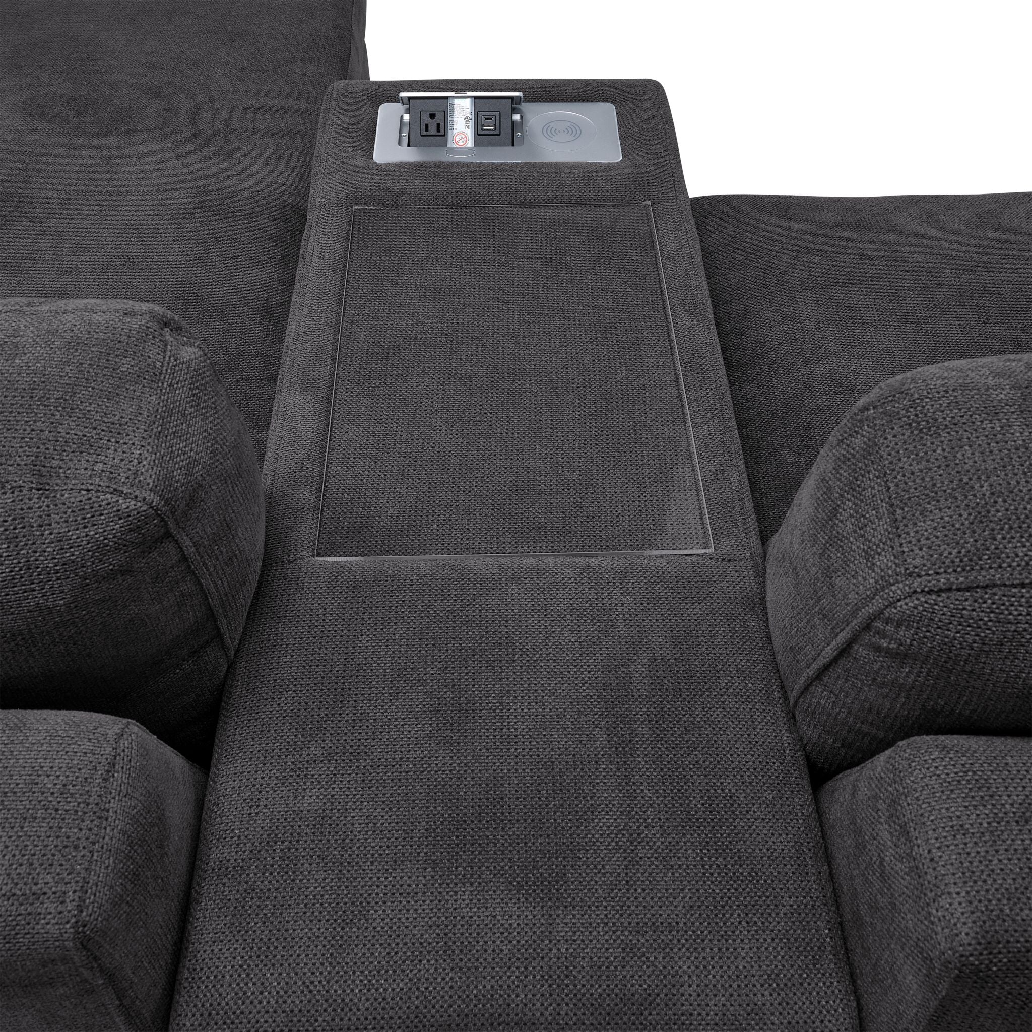 Feeling Connected - Connex 6-Piece Modular Sectional with Drawer Console - Dark Grey - Image 10