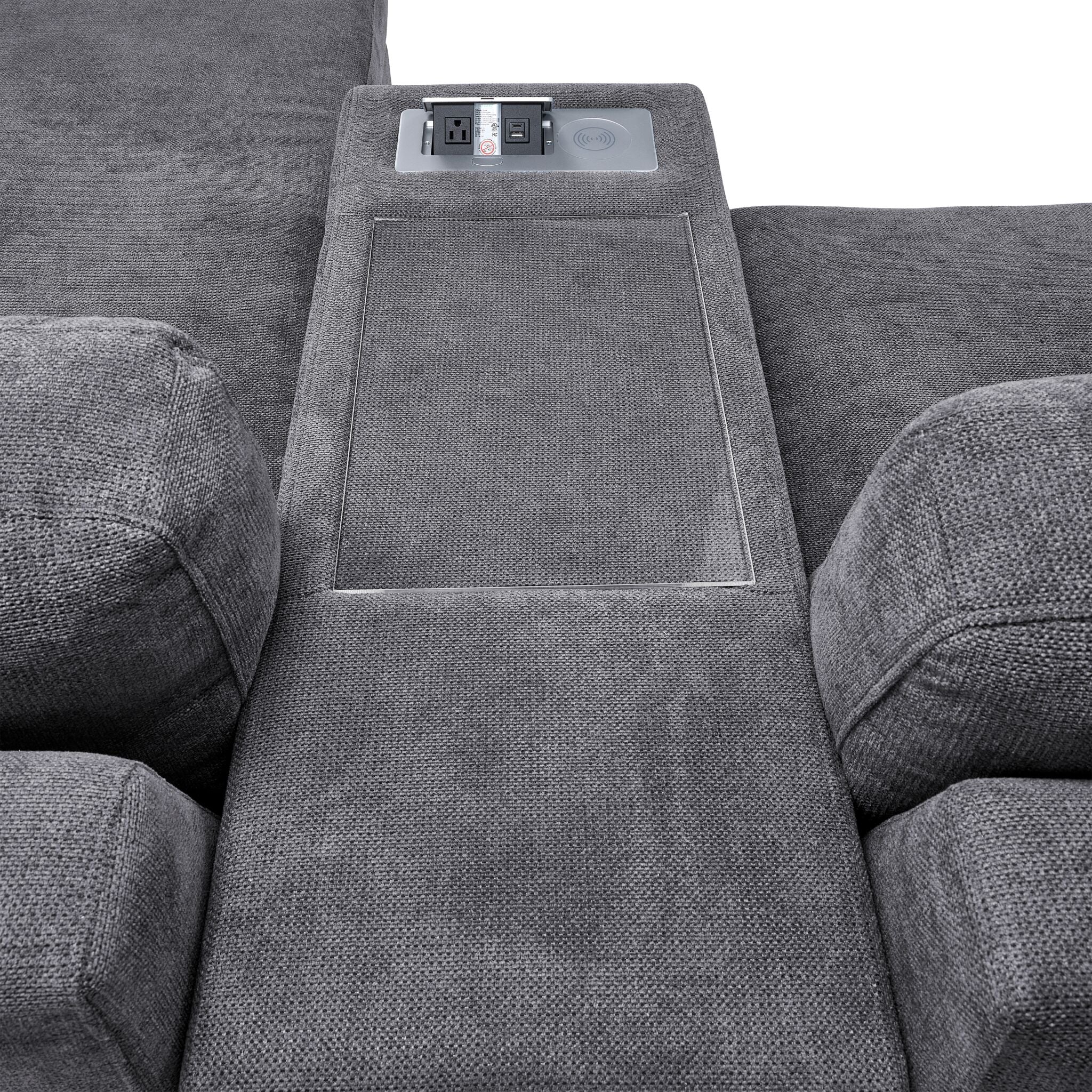 Feeling Connected - Connex 6-Piece Modular Sectional with Drawer Console - Light Grey - Image 10