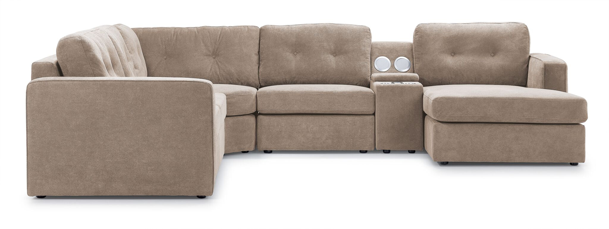 Feeling Connected - Connex 6-Piece Modular Sectional with Storage Console - Beige - Image 2
