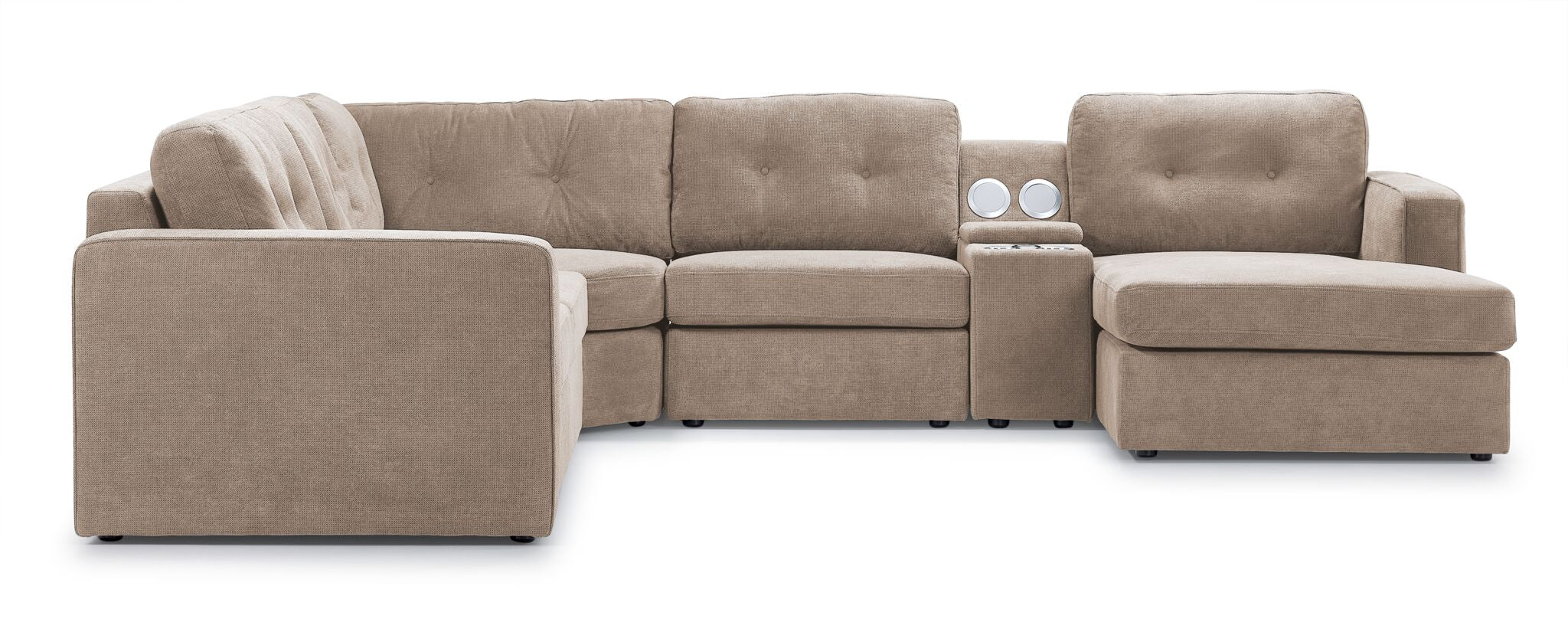 Feeling Connected - Connex 6-Piece Modular Sectional with Storage Console - Beige - Image 4