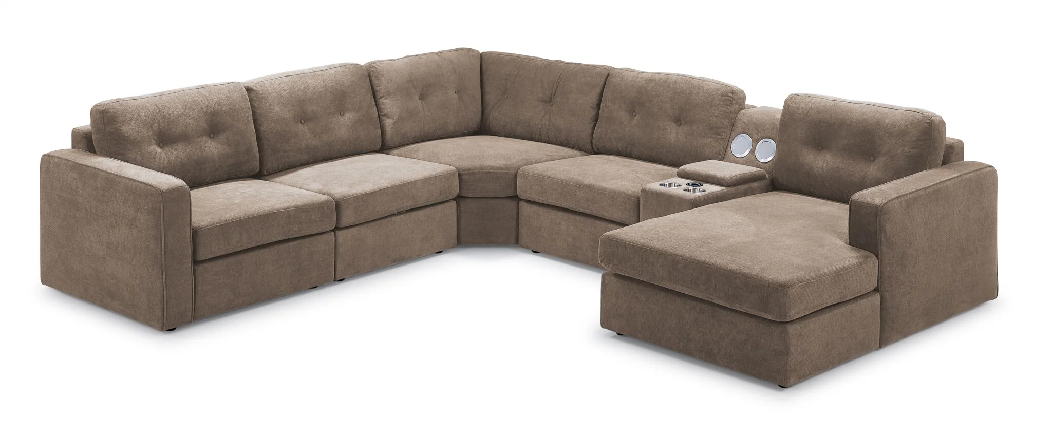 Feeling Connected - Connex 6-Piece Modular Sectional with Storage Console - Beige - Image 5