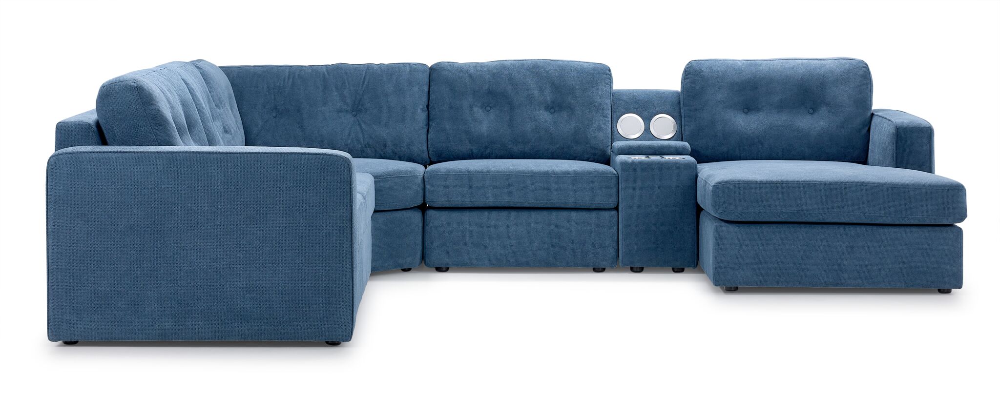 Feeling Connected - Connex 6-Piece Modular Sectional with Storage Console - Blue - Image 6