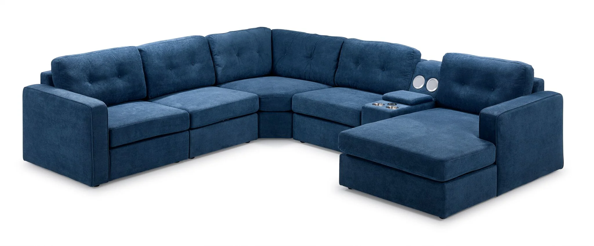 Feeling Connected - Connex 6-Piece Modular Sectional with Storage Console - Blue - Image 7
