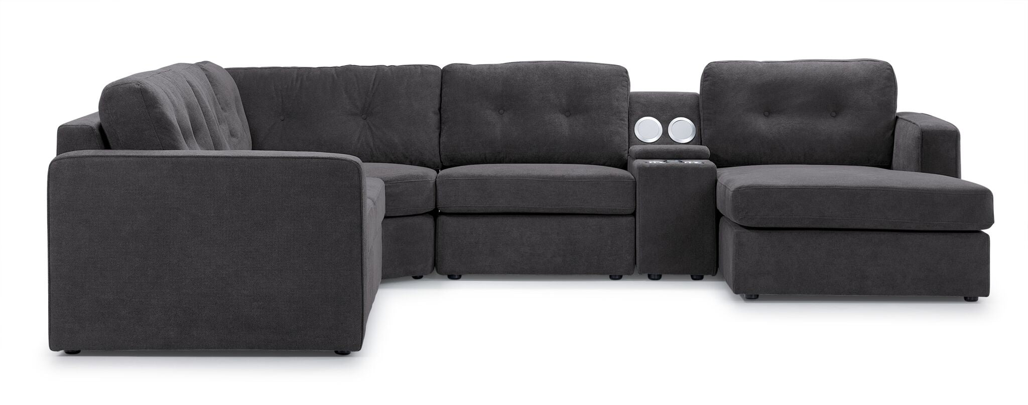Feeling Connected - Connex 6-Piece Modular Sectional with Storage Console - Dark Grey - Image 4