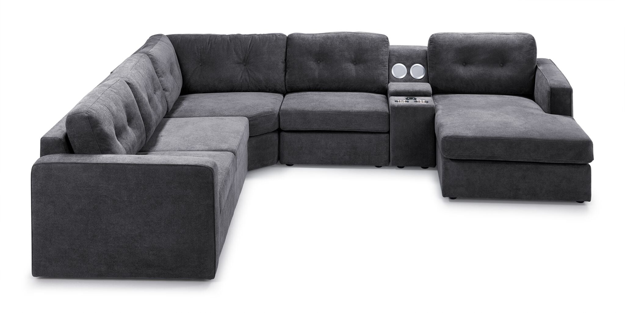 Feeling Connected - Connex 6-Piece Modular Sectional with Storage Console - Light Grey - Image 3