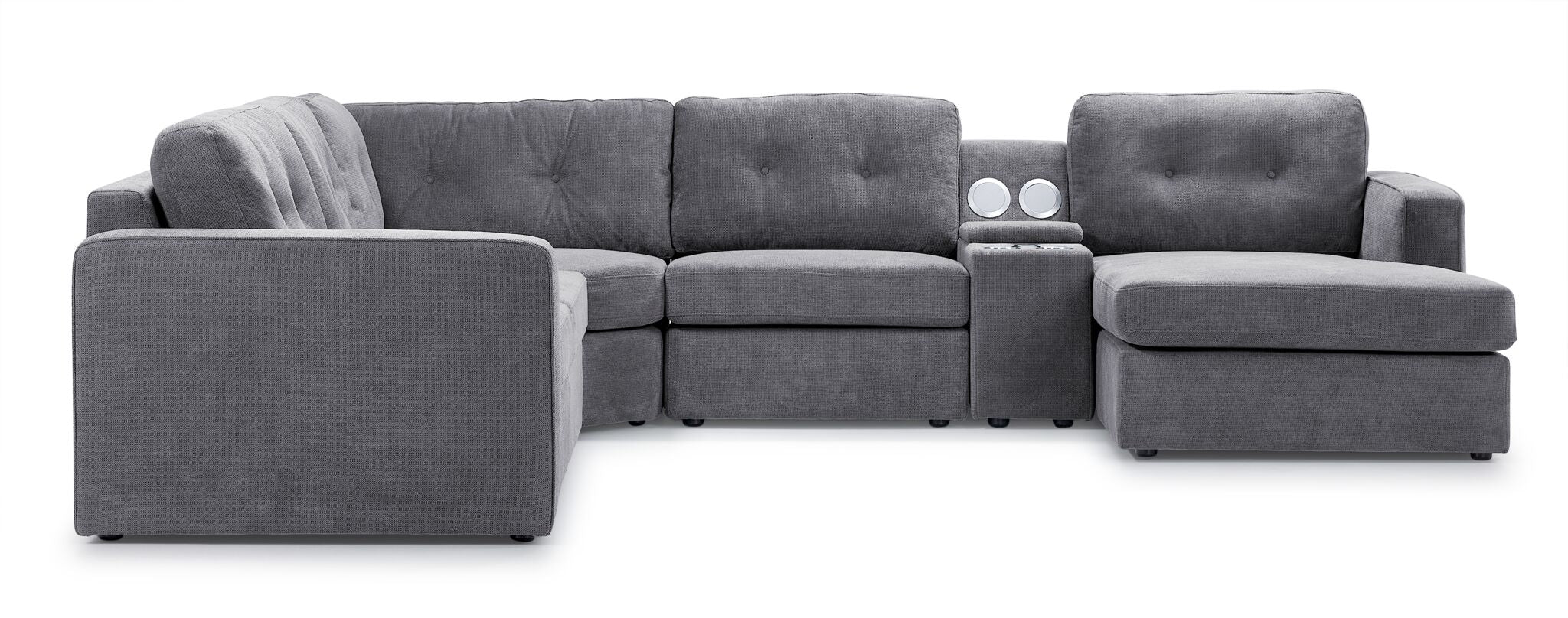 Feeling Connected - Connex 6-Piece Modular Sectional with Storage Console - Light Grey - Image 4