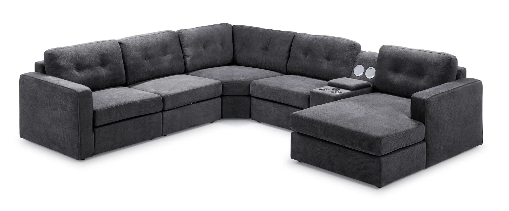Feeling Connected - Connex 6-Piece Modular Sectional with Storage Console - Light Grey - Image 5