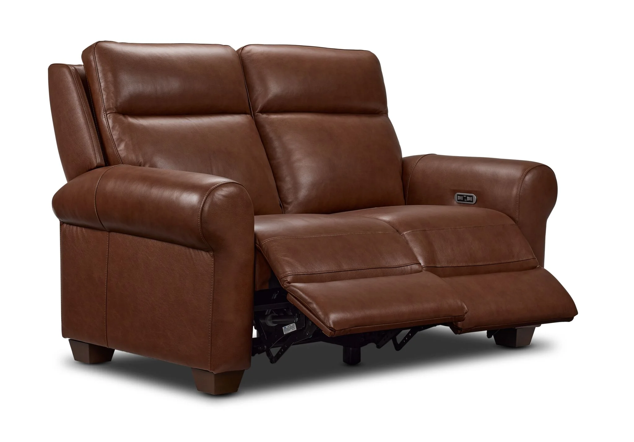Conrad Leather Dual Power Reclining Loveseat - Dark Brown - Image 3