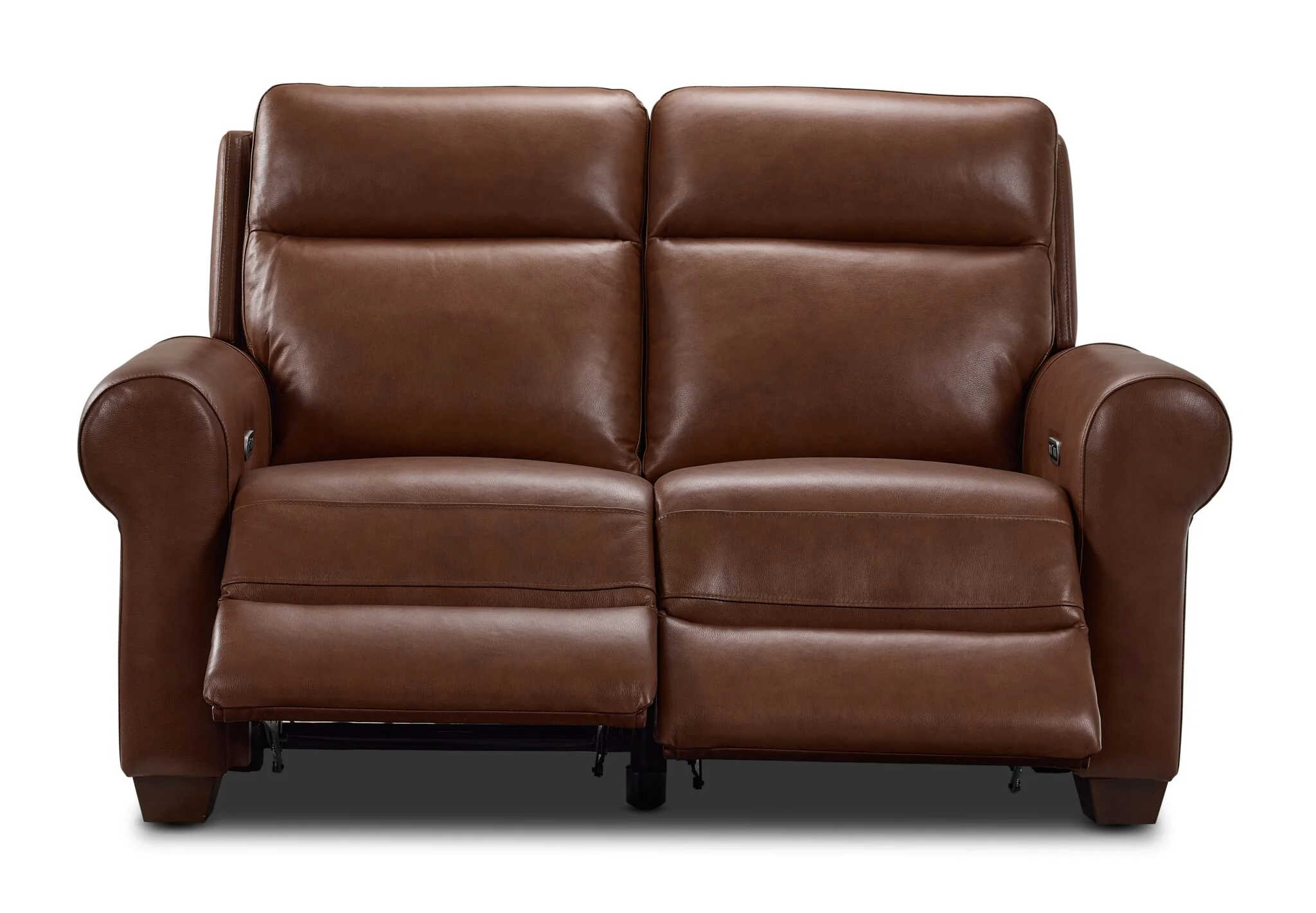 Conrad Leather Dual Power Reclining Loveseat - Dark Brown - Image 4